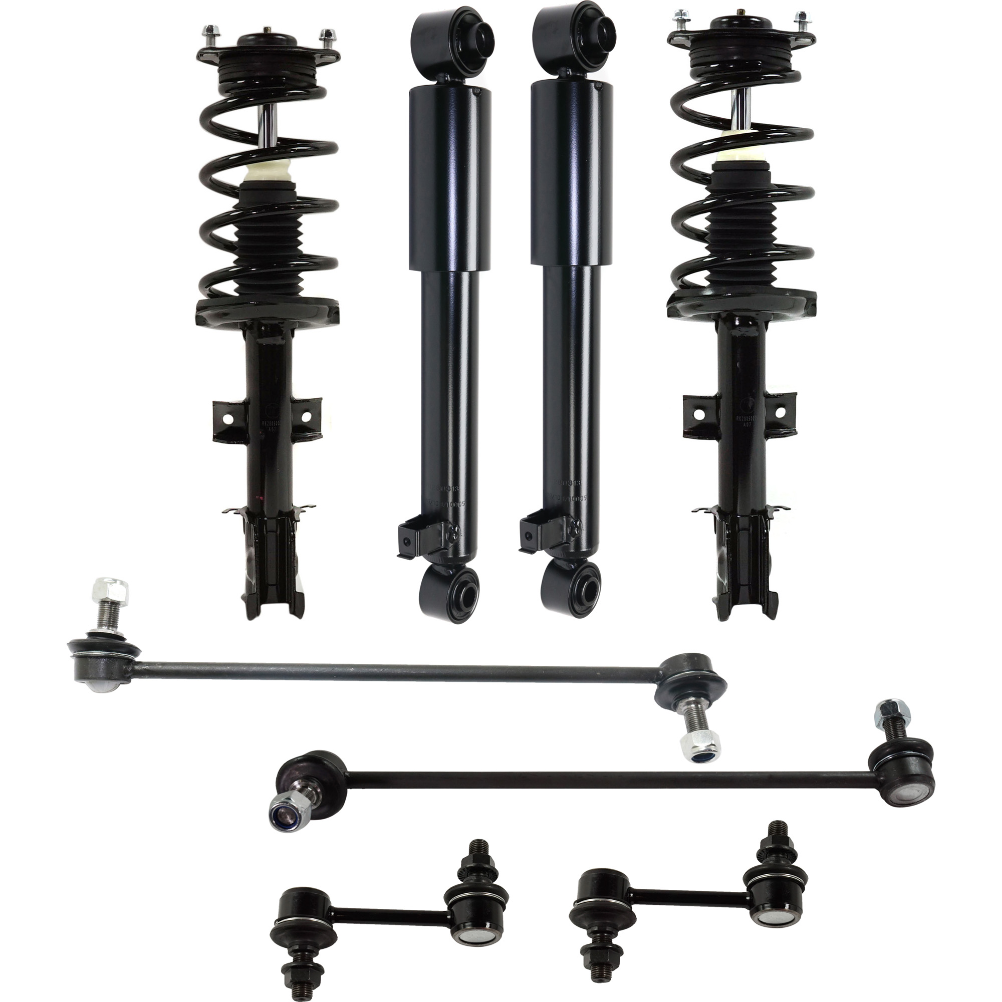 AM SORENTO 11-13 FRONT AND REAR SUSPENSION KIT RH AND LH 8 pc kit with Loaded Struts Shock Absorbers and Sway Bar Links SKU KIT 042621-05-70 OEM 553101U500-553101U400-555302B0