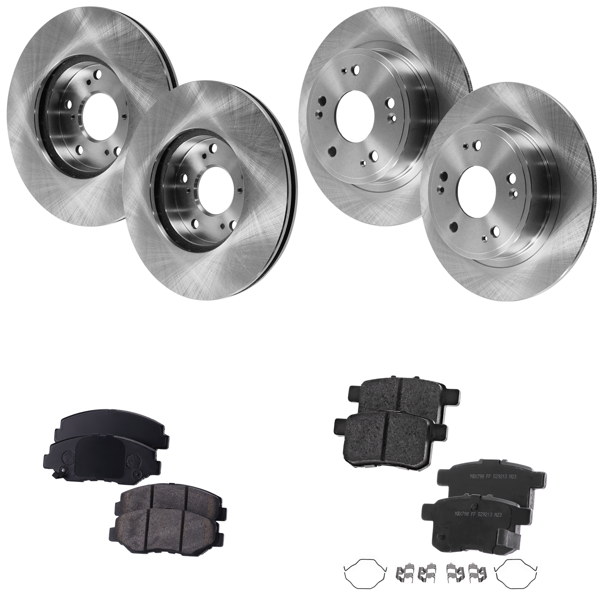 AM ACCORD 08-17 FRONT AND REAR BRAKE DISC AND PAD KIT 8 pc kit SKU KIT 042621-05-75 OEM 45251S87A00-42510SFY000-42510T