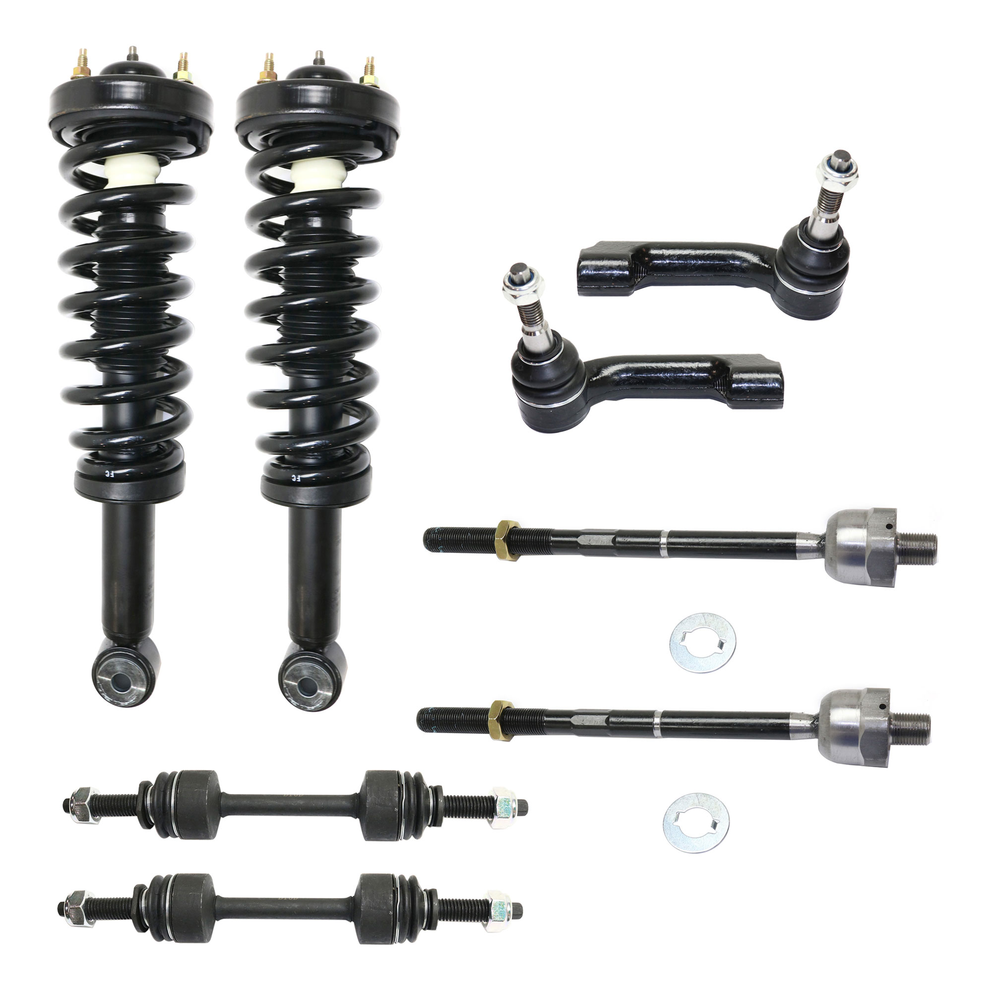AM F 150-09-13 FRONT SUSPENSION KIT RH AND LH 8 pc Kit 4WD with Loaded Struts Sway Bar Links and Tie Rod Ends SKU KIT 042621-05-82 OEM AL3Z18124AA AL3Z18124GA 265310