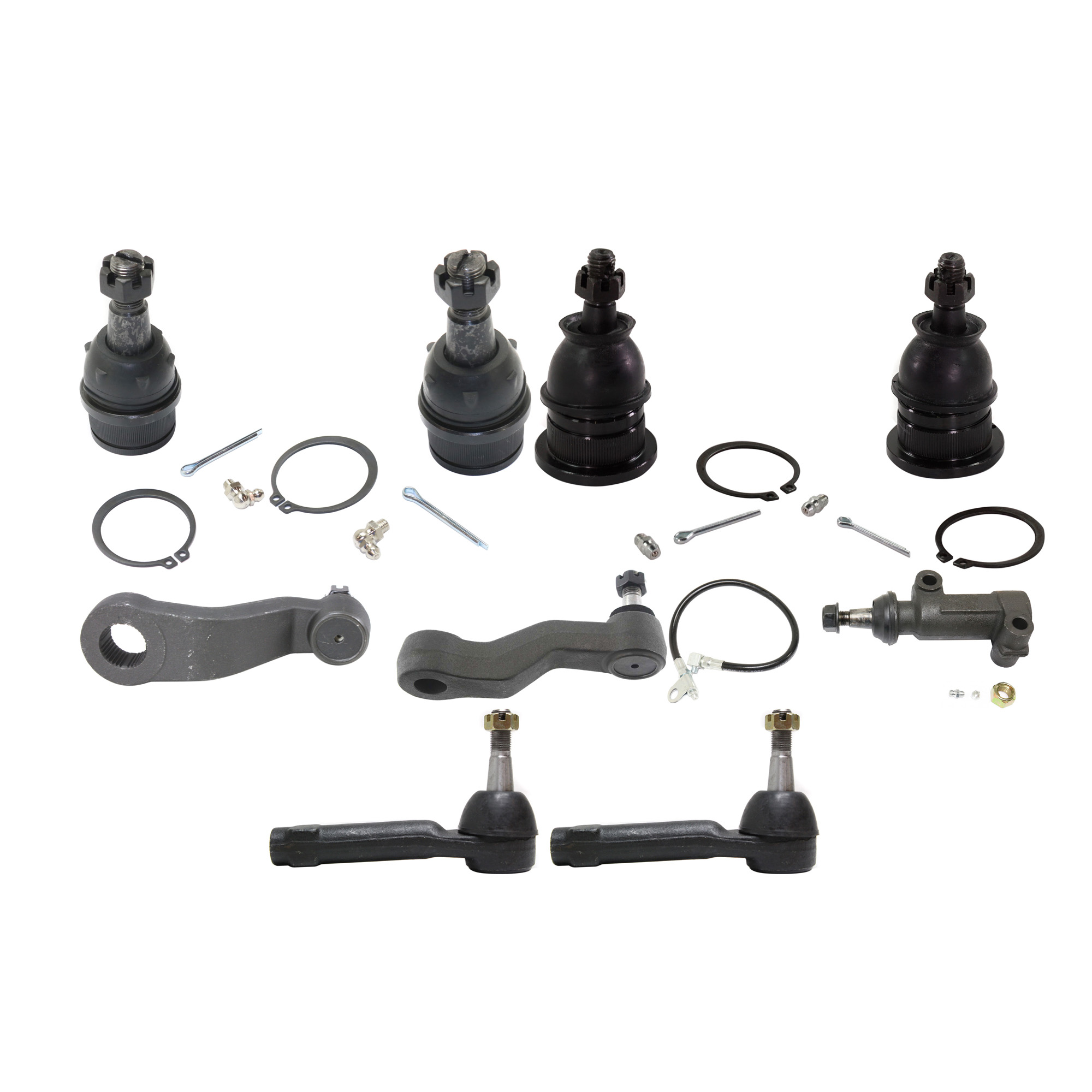 AM SIERRA SILVERADO 99-07 FRONT SUSPENSION KIT 11 pc Kit with Ball Joints Idler Arm Idler Arm Bracket Pitman Arm and Tie Rod Ends SKU KIT 042621-05-86 OEM 104265-2601525-5001103-1247