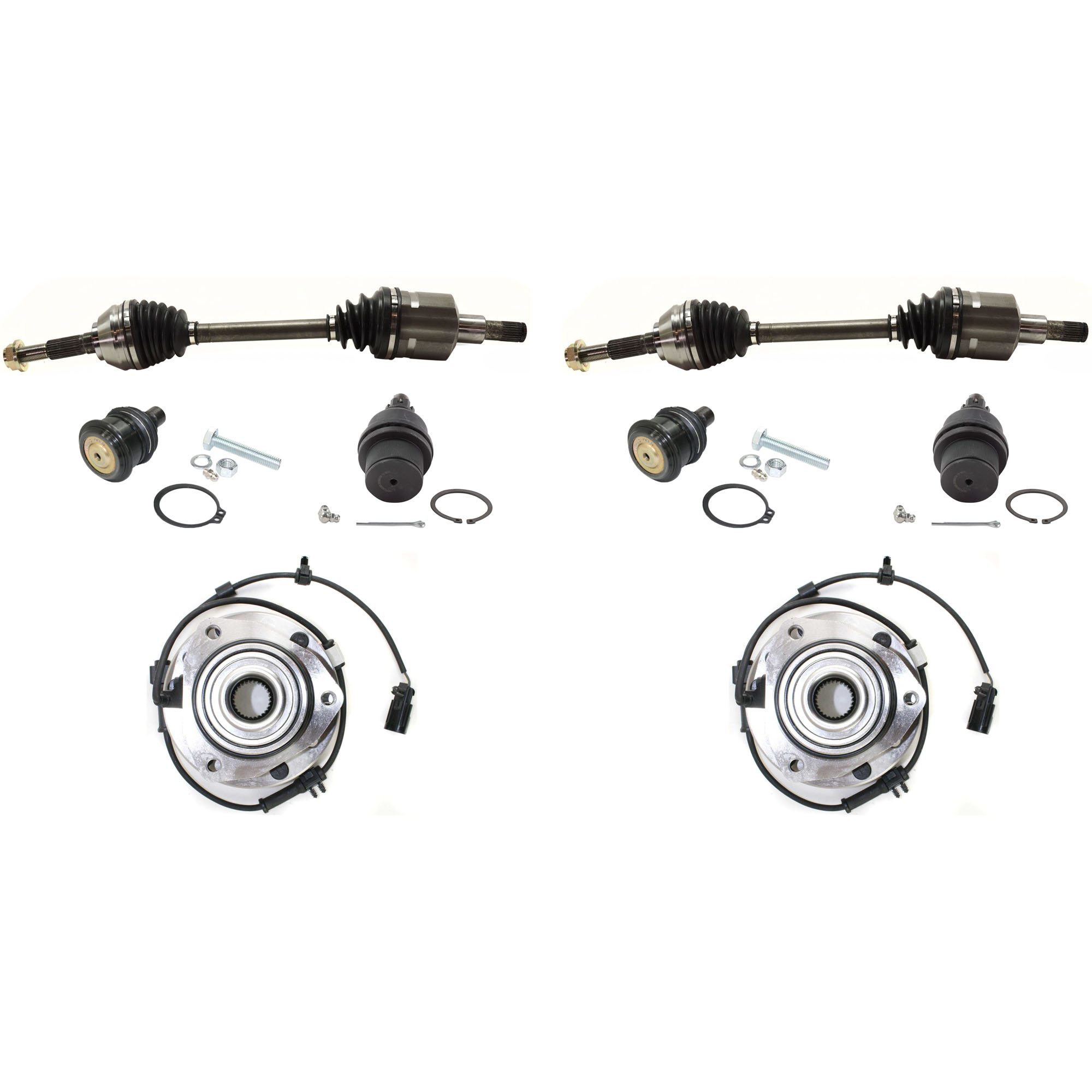 AM ENVOY 02-09 FRONT SUSPENSION KIT RH AND LH 8 pc kit with Axle Assemblies Ball Joints and Wheel Hubs SKU KIT 042621-05-92 OEM 26079789-8260797890-104332-101