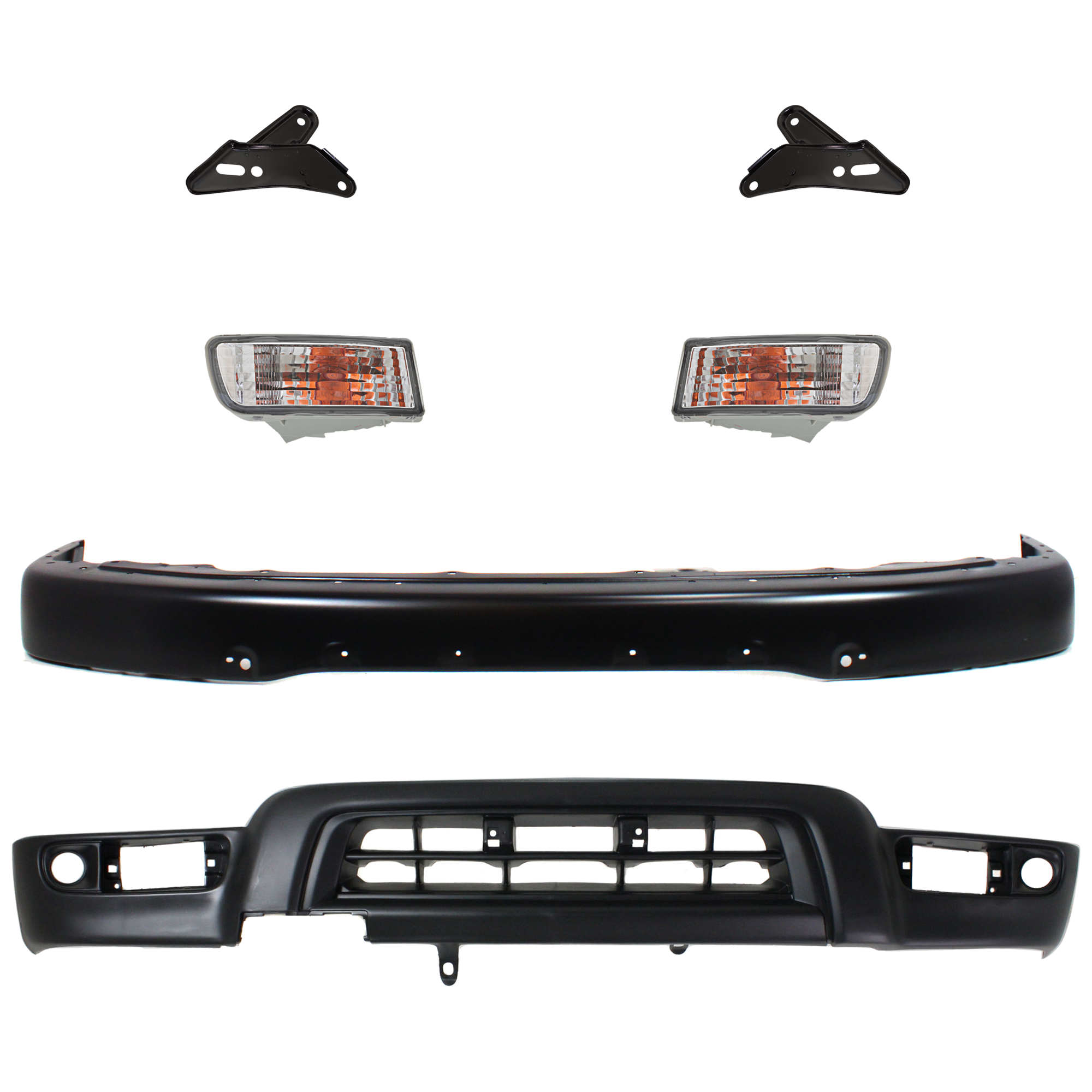 AM 4RUNNER 99-02 SIGNAL LAMP 6 pc Kit Assembly w Bumper Brackets Bumper and Valance SKU KIT 042624 C01 Partslink TO1095181 TO1002166 TO1066126 TO1067126 TO2530133 TO2531133 OEM 5391135912-5210135927-52012350