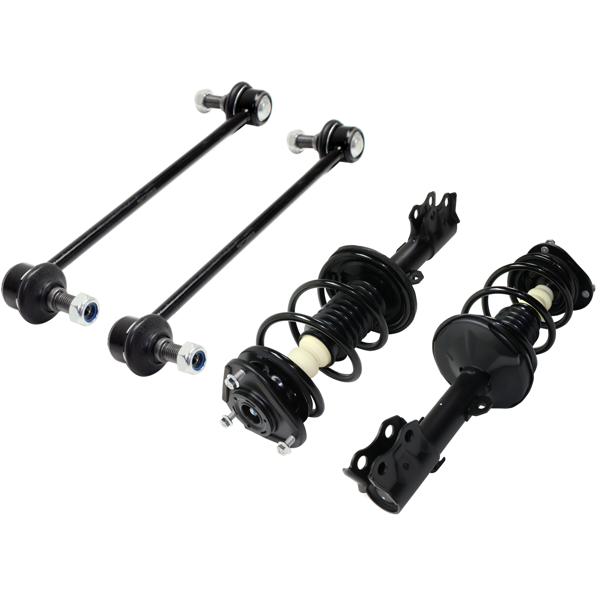 AM COROLLA 09-13 MATRIX 11-13 FRONT SUSPENSION KIT RH AND LH 4 pc kit with Loaded Struts and Sway Bar Links SKU KIT 042722-01 OEM 18354-1014908-1880230-2651559