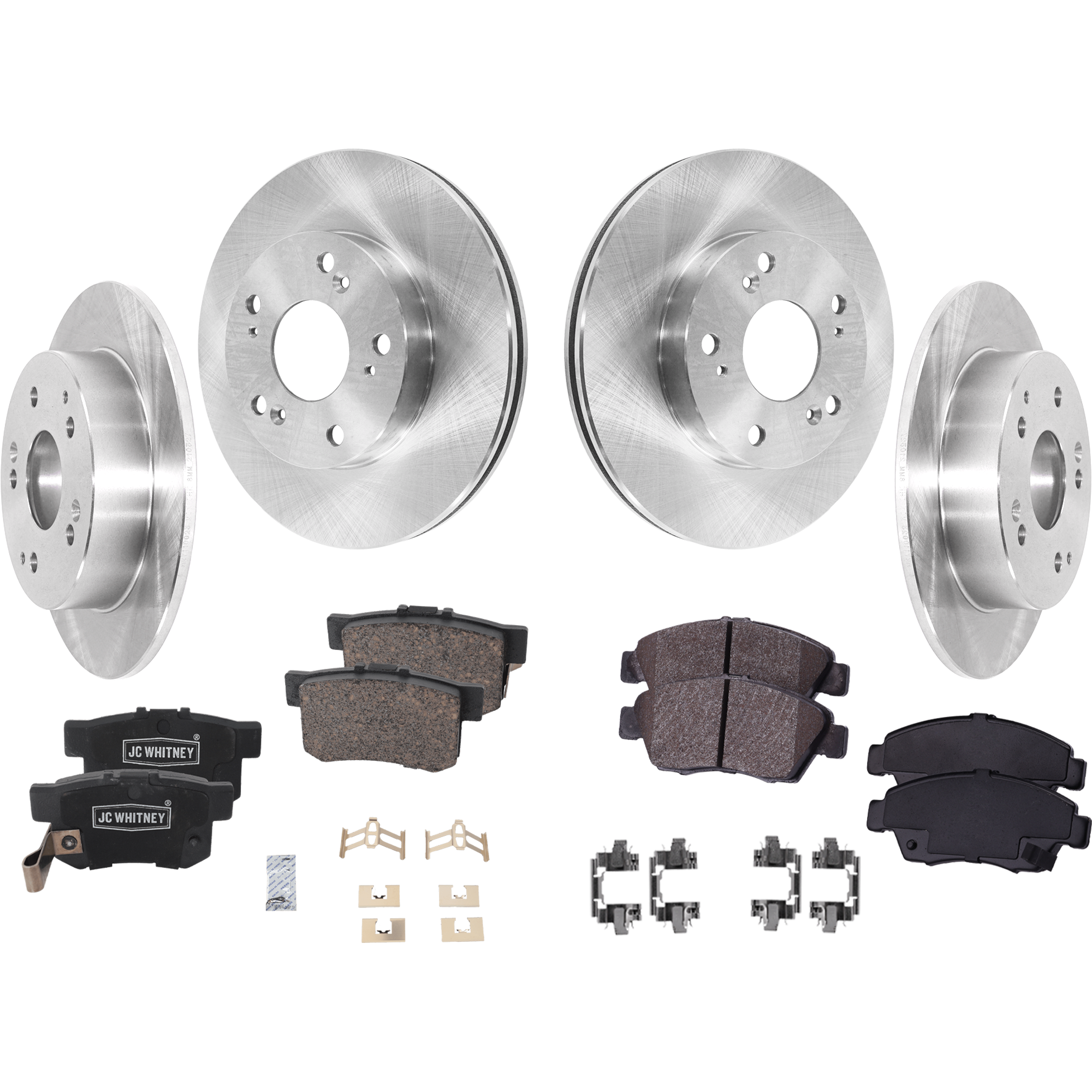 AM CIVIC 04-04 FRONT AND REAR BRAKE DISC AND PAD KIT 4 Wheel Set SKU KIT 042723-01 OEM 45251S6M000-45251S7AJ10-45251S