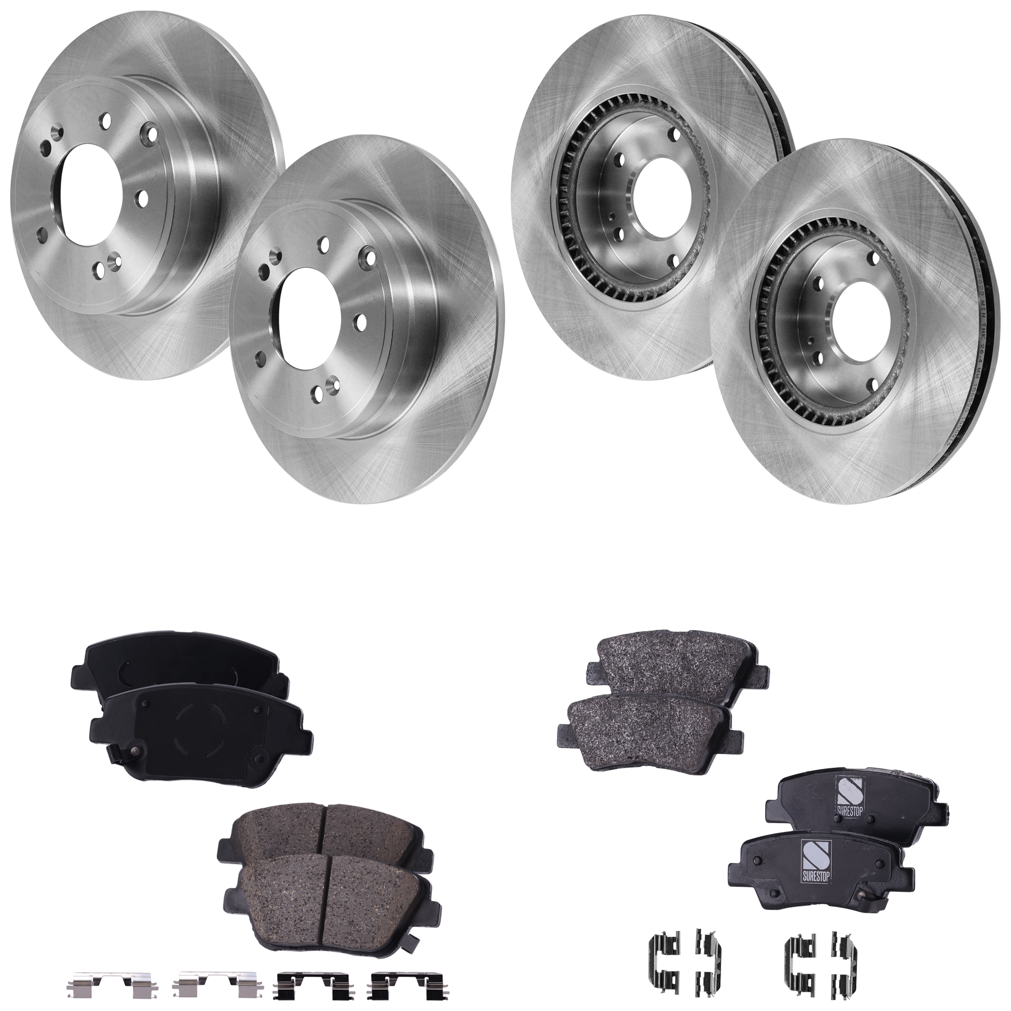 AM OPTIMA 11-16 SONATA 11-15 FRONT AND REAR BRAKE DISC AND PAD KIT 8 pc kit Plain Surface SKU KIT 042822-01 OEM 584110A100-517123K100-583022TA