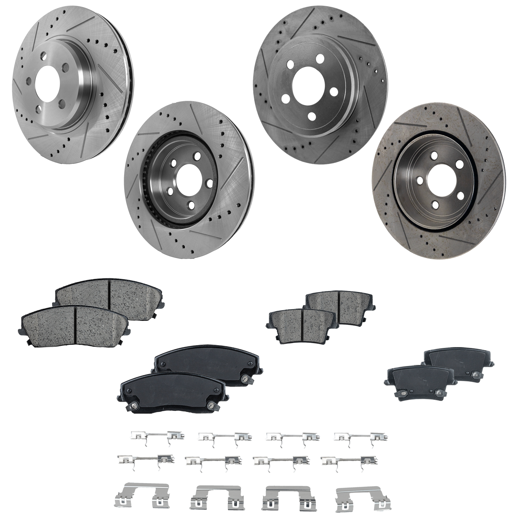 AM CHARGER 15-19 CHALLENGER 15-16 FRONT AND REAR BRAKE DISC AND PAD KIT 8 pc kit SKU KIT 042823-05 OEM 27355-53024-145568-780257