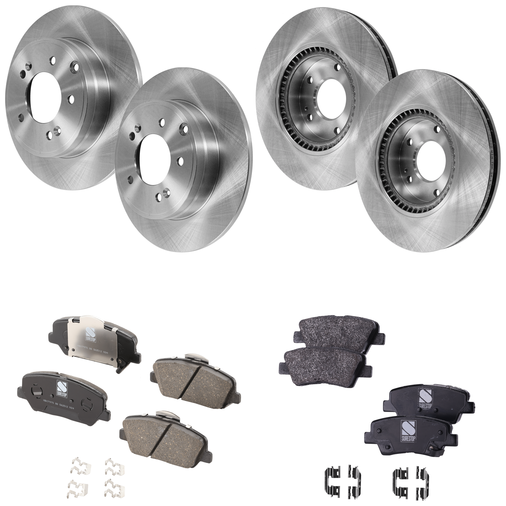 AM OPTIMA 14-15 FRONT AND REAR BRAKE DISC AND PAD KIT 4 Wheel Set SKU KIT 042823-23 OEM 517123K100-584110A100-583022TA