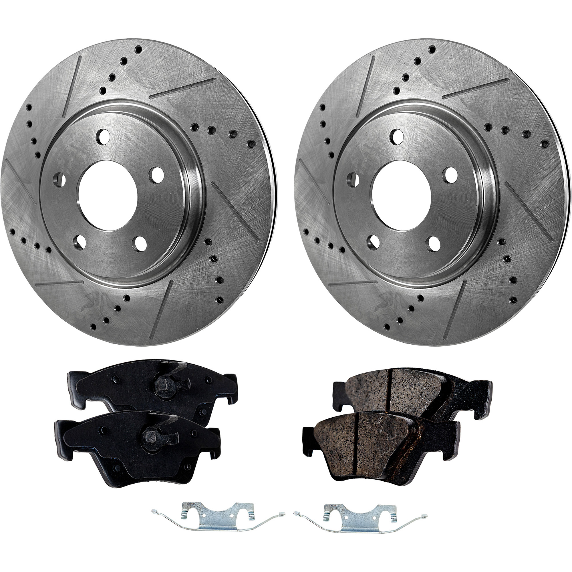 AM DURANGO GRAND CHEROKEE 11-20 REAR BRAKE DISC AND PAD KIT 4 pc Kit Cross drilled and Slotted SKU KIT 042823-45 OEM 43178-53061-850237-60042004-53