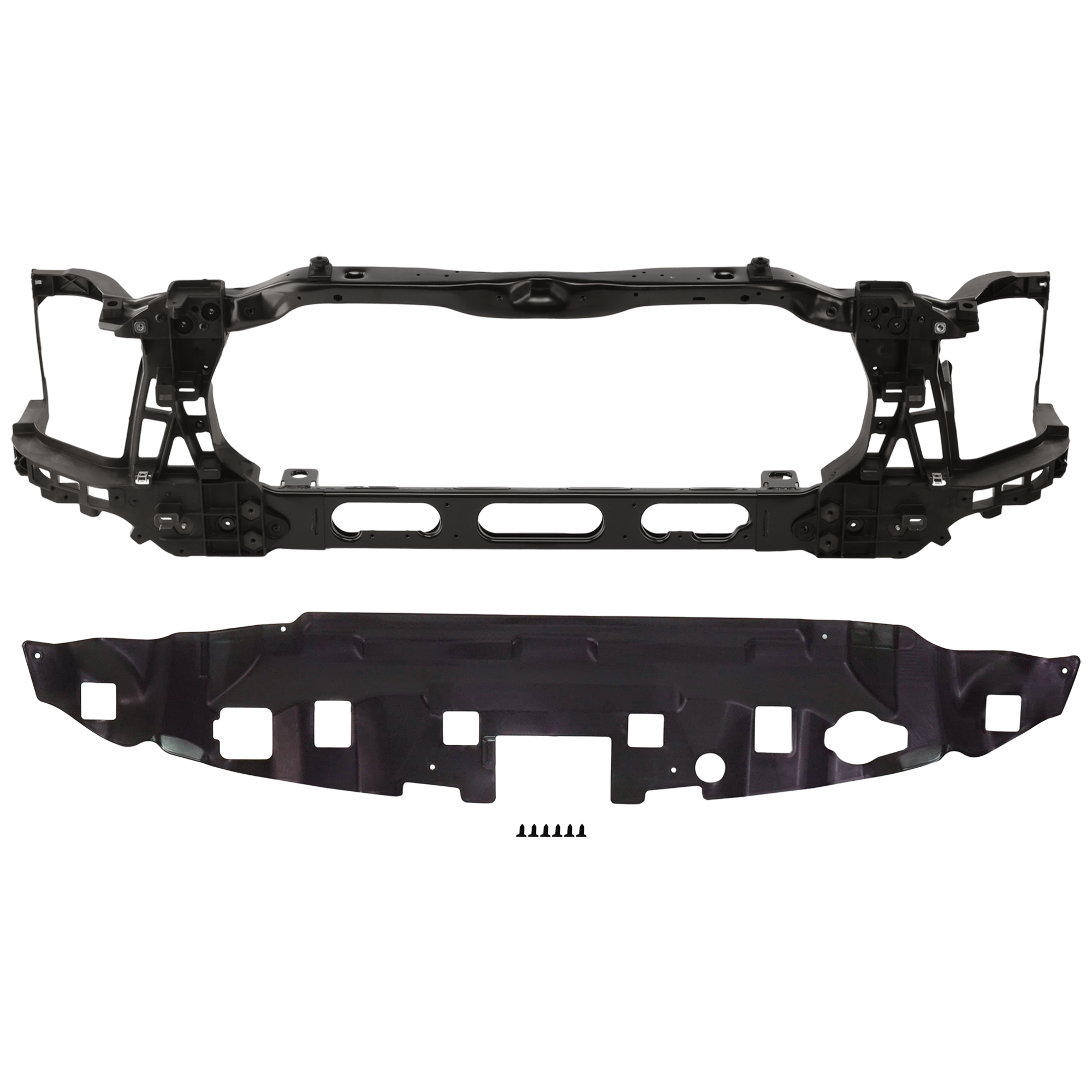 AM RAM 1500-13-18-1500 CLASSIC 19-24 RADIATOR SUPPORT 2 pc Kit Assembly with Radiator Support Cover SKU KIT 042926-02 Partslink CH1225258 CH1224110 OEM 68197334AA 55057072AF