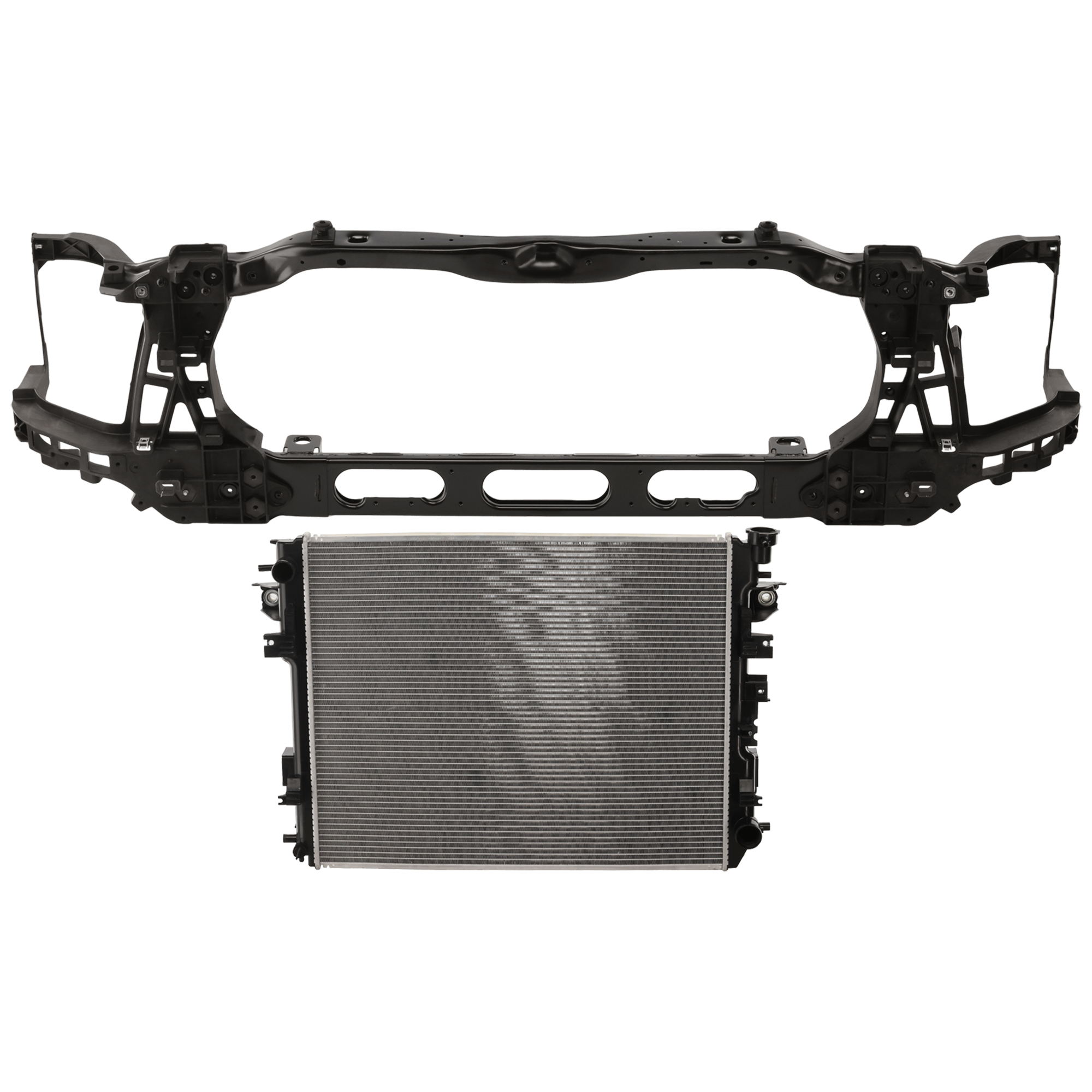 AM RAM 1500-13-18-1500 CLASSIC 19-22 RADIATOR SUPPORT 2 pc Kit Assembly with Radiator SKU KIT 042926-03 Partslink CH1225258 CH3010353 CH3010354 OEM 68197334AA 55056858AE 55056870