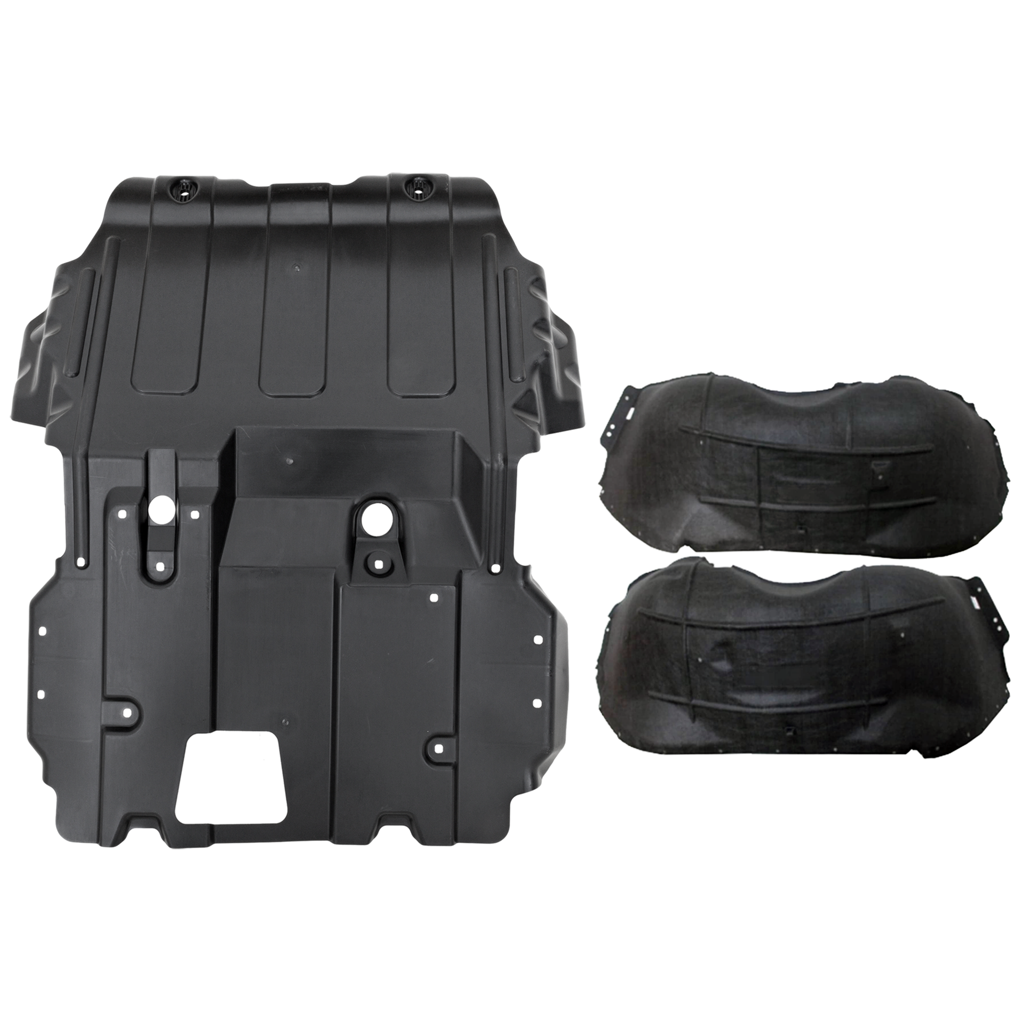 AM YUKON YUKON XL 15-20 ENGINE SPLASH SHIELD 3 pc Kit Front Frame Skid Plate with Fender Liner CAPA SKU KIT 042926-21 Partslink GM1228194C GM1248246C GM1249246C OEM 22806318-22806319-22847943