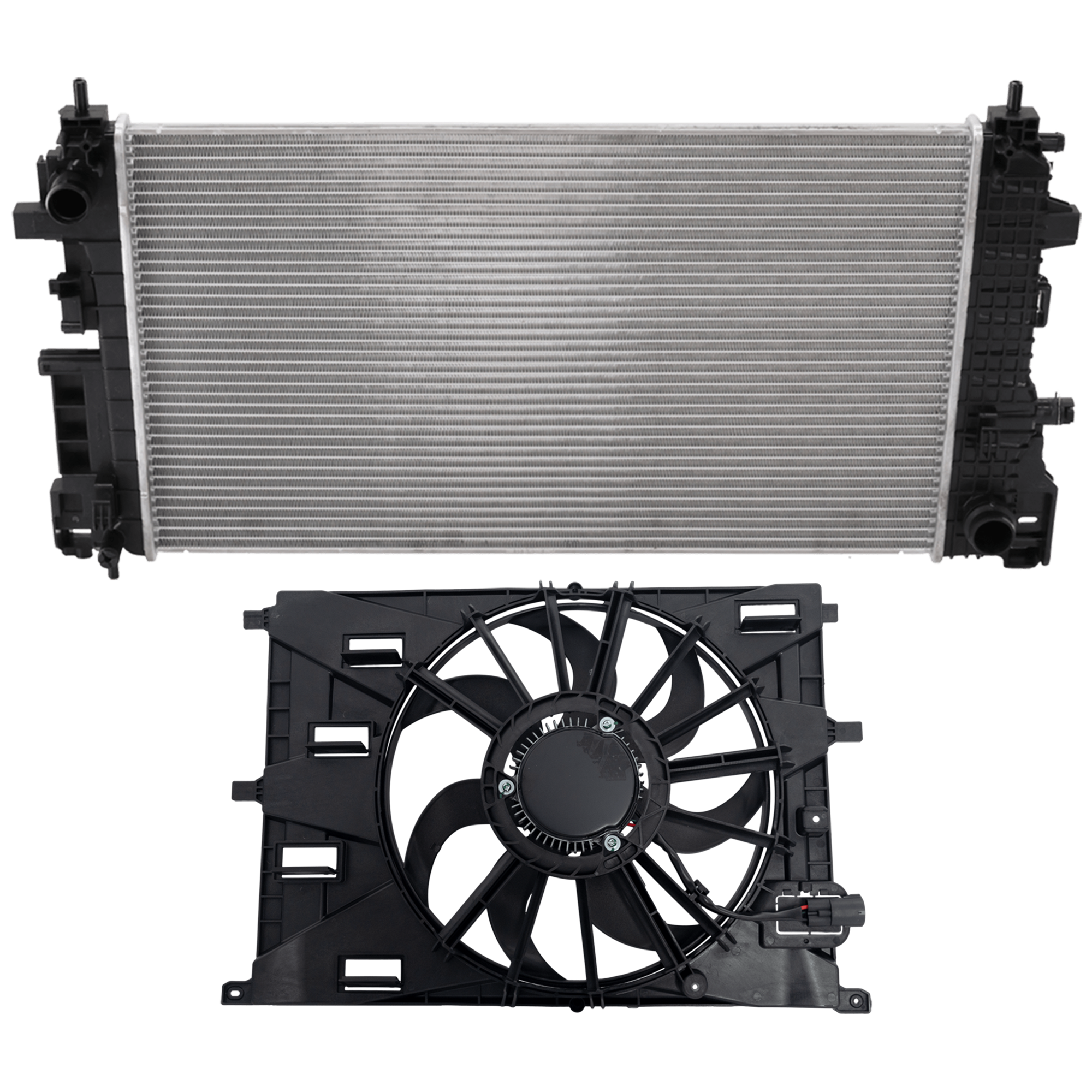 AM ENCORE GX 20-24 TRAILBLAZER 21-24 RADIATOR 2 pc Kit 1.3L Eng. AWD with Cooling Fan Assembly SKU KIT 042926-27 Partslink GM3010635 GM3115337 OEM 42771761-60002452