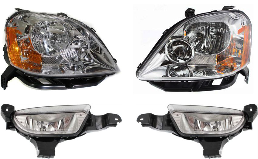 AM FIVE HUNDRED 05-07 HEAD LAMP RH AND LH Assembly Halogen 4 pc Kit with Fog Lights SKU KIT 043015-02 Partslink FO2503221 FO2502221 FO2592208 FO2593208 OEM 6G1Z13008A 6G1Z13008B 5G1Z1520