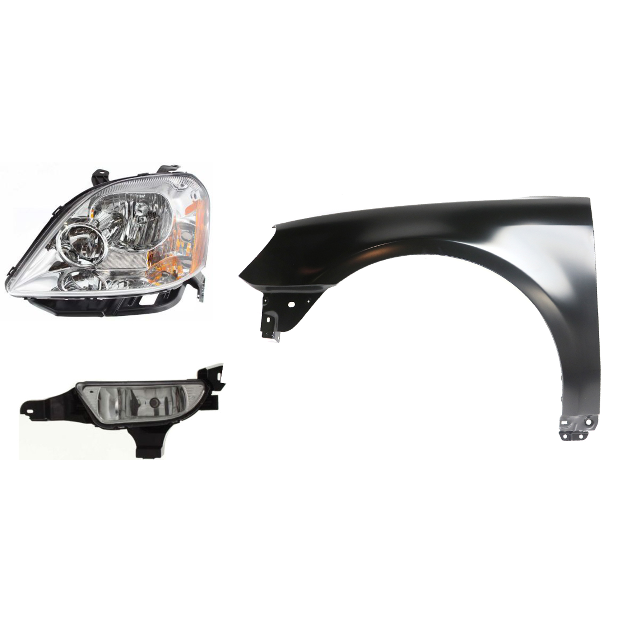 AM FIVE HUNDRED 05-07 HEAD LAMP LH Assembly Halogen 3 pc Kit with Fender and Fog Light SKU KIT 043015-04 Partslink FO2502221 FO1240239 FO2592208 OEM 6G1Z13008B 5G1Z16006AA 5G1Z152
