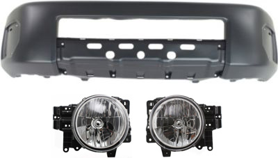 AM FJ CRUISER 07-14 FRONT BUMPER COVER 3 pc kit with Headlights SKU KIT 043015-07 Partslink TO1000322 TO2502173 TO2503173 OEM 5211935071-8107035445-81140354