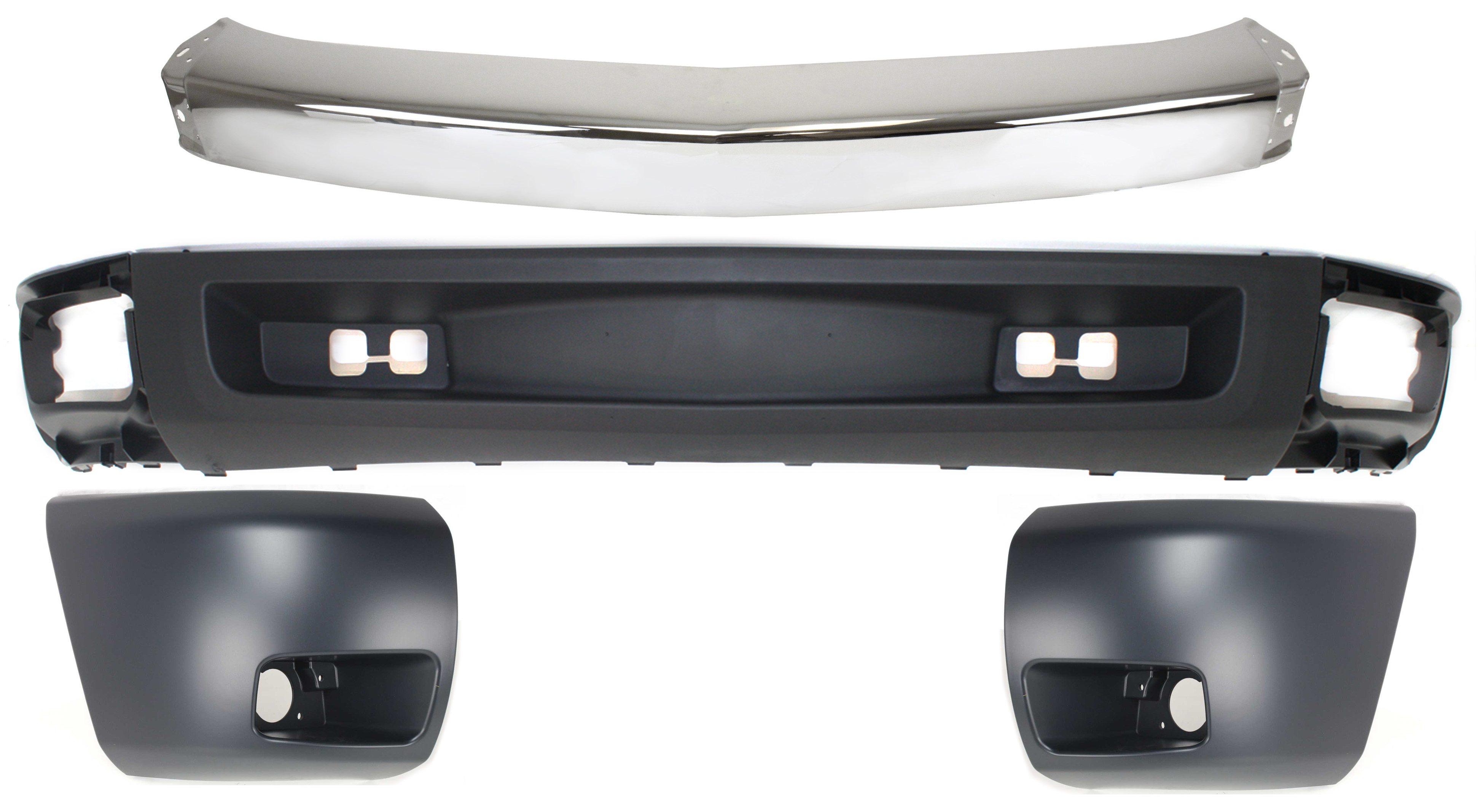 AM SILVERADO 1500-07-08 FRONT BUMPER 4 pc kit with Bumper End and Valance Excludes 2007 Classic SKU KIT 050117-16 Partslink GM1002830 GM1005147 GM1004147 GM1092192 OEM 15836961-15891682-15891681-159