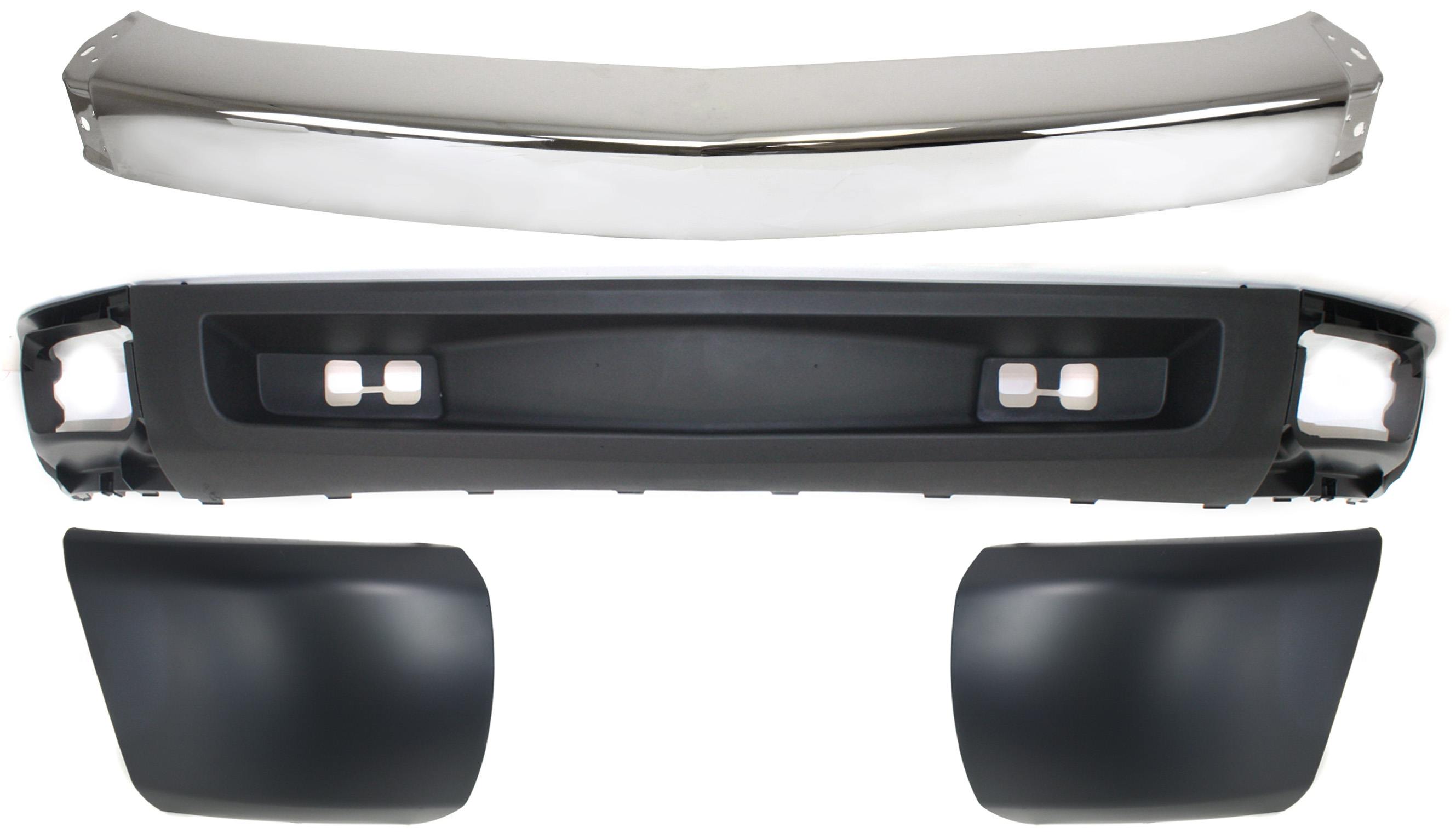 AM SILVERADO 1500-07-08 BUMPER 4 pc kit with Bumper End and Valance Excludes 2007 Classic SKU KIT 050117-24 Partslink GM1002830 GM1016103 GM1017103 GM1092192 OEM 15836961-15891690-15891691-159
