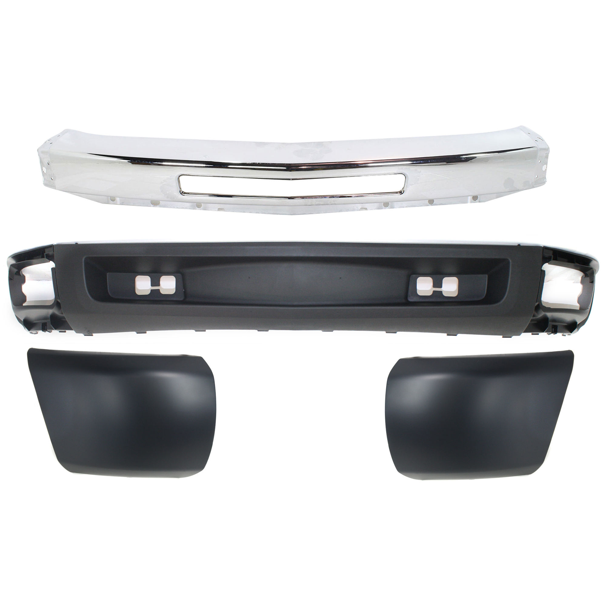 AM SILVERADO 1500-09-13 BUMPER 4 pc kit with Bumper End and Valance SKU KIT 050117-25 Partslink GM1002831 GM1016103 GM1017103 GM1092192 OEM 15941850-15891690-15891691-159