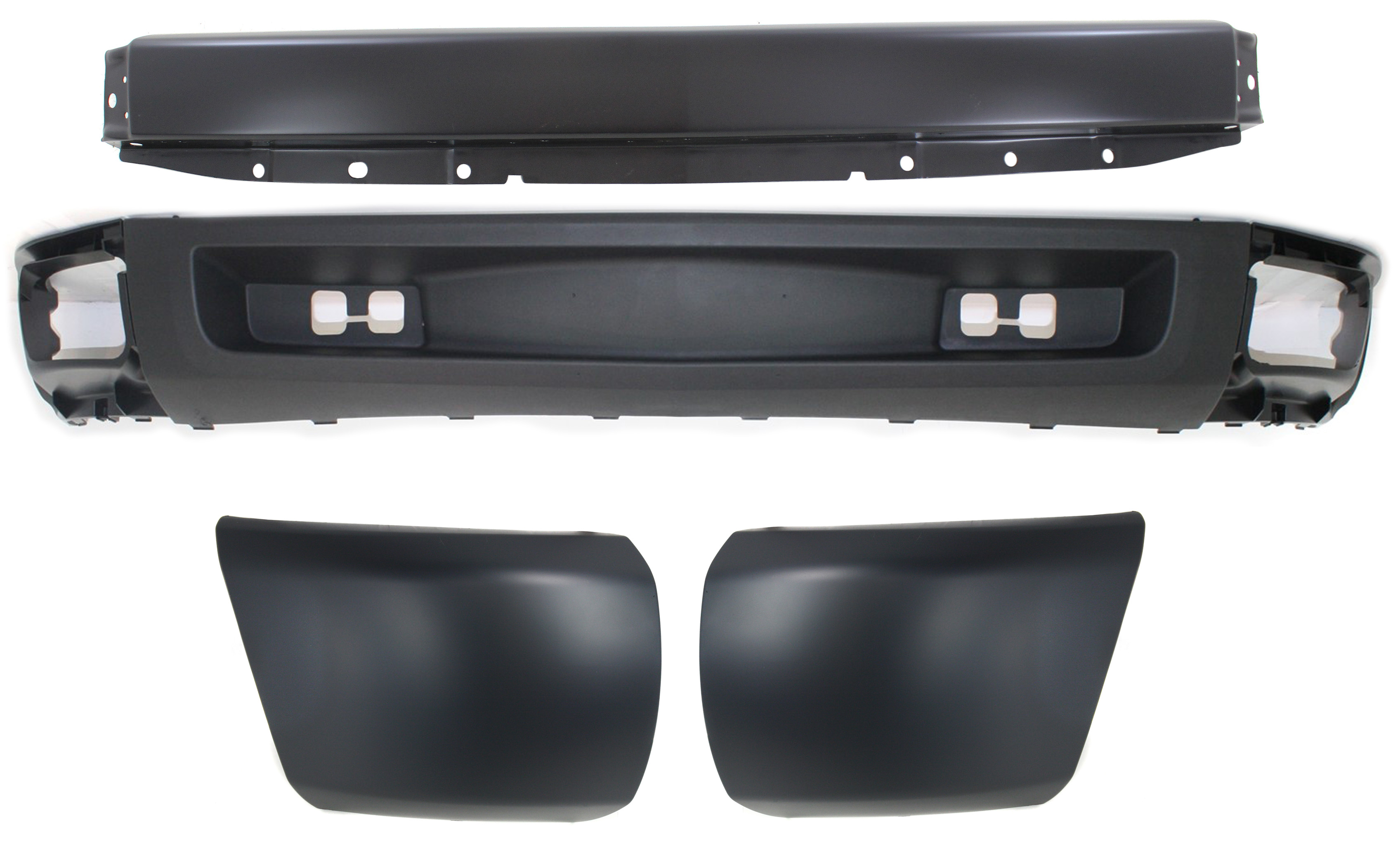 AM SILVERADO 1500-07-13 BUMPER 4 pc kit with Bumper End and Valance Excludes 2007 Classic SKU KIT 050117-26 Partslink GM1002828 GM1016103 GM1017103 GM1092192 OEM 15836962-15891690-15891691-159