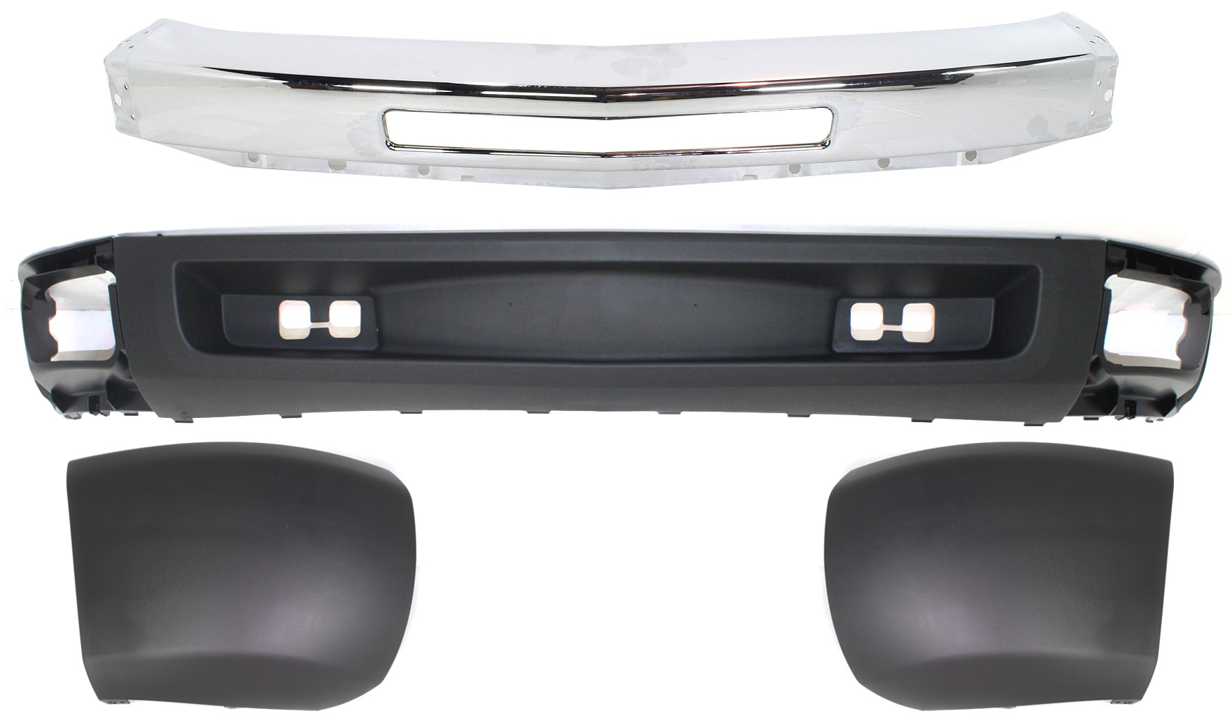 AM SILVERADO 1500-09-13 BUMPER 4 pc kit with Bumper End and Valance SKU KIT 050117-33 Partslink GM1002831 GM1004146 GM1005146 GM1092192 OEM 15941850-15838397-15838398-159