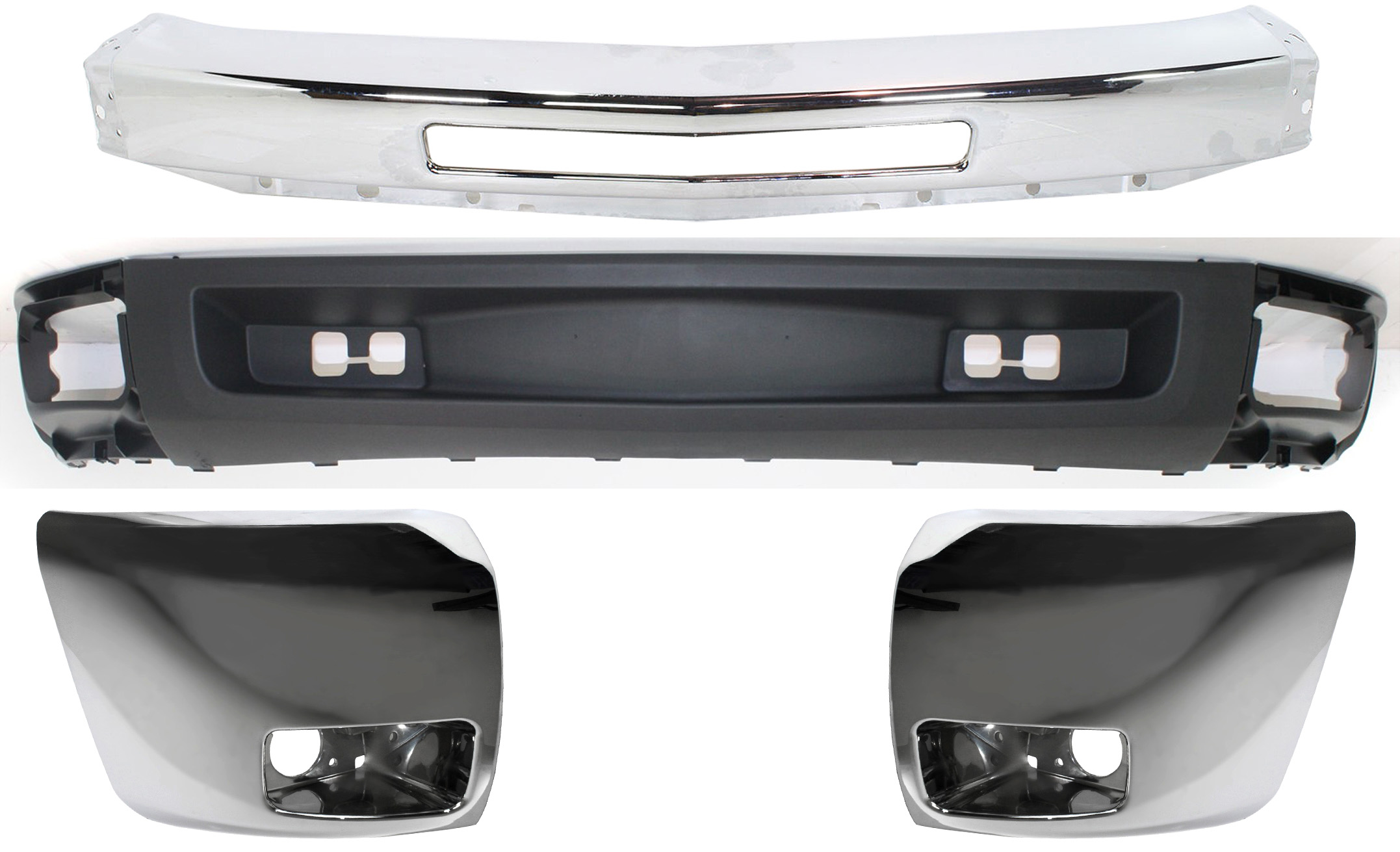 AM SILVERADO 1500-09-13 BUMPER 4 pc kit with Bumper End and Valance SKU KIT 050117-45 Partslink GM1002831 GM1004156 GM1005156 GM1092192 OEM 15941850-20985757-20985758-159