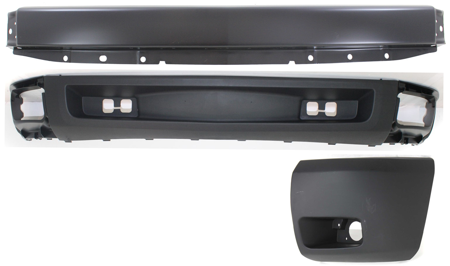 AM SILVERADO 1500-07-13 BUMPER 3 pc kit LH with Bumper End and Valance Excludes 2007 Classic SKU KIT 050117-81 Partslink GM1002828 GM1004147 GM1092192 OEM 15836962-15891681-15915504