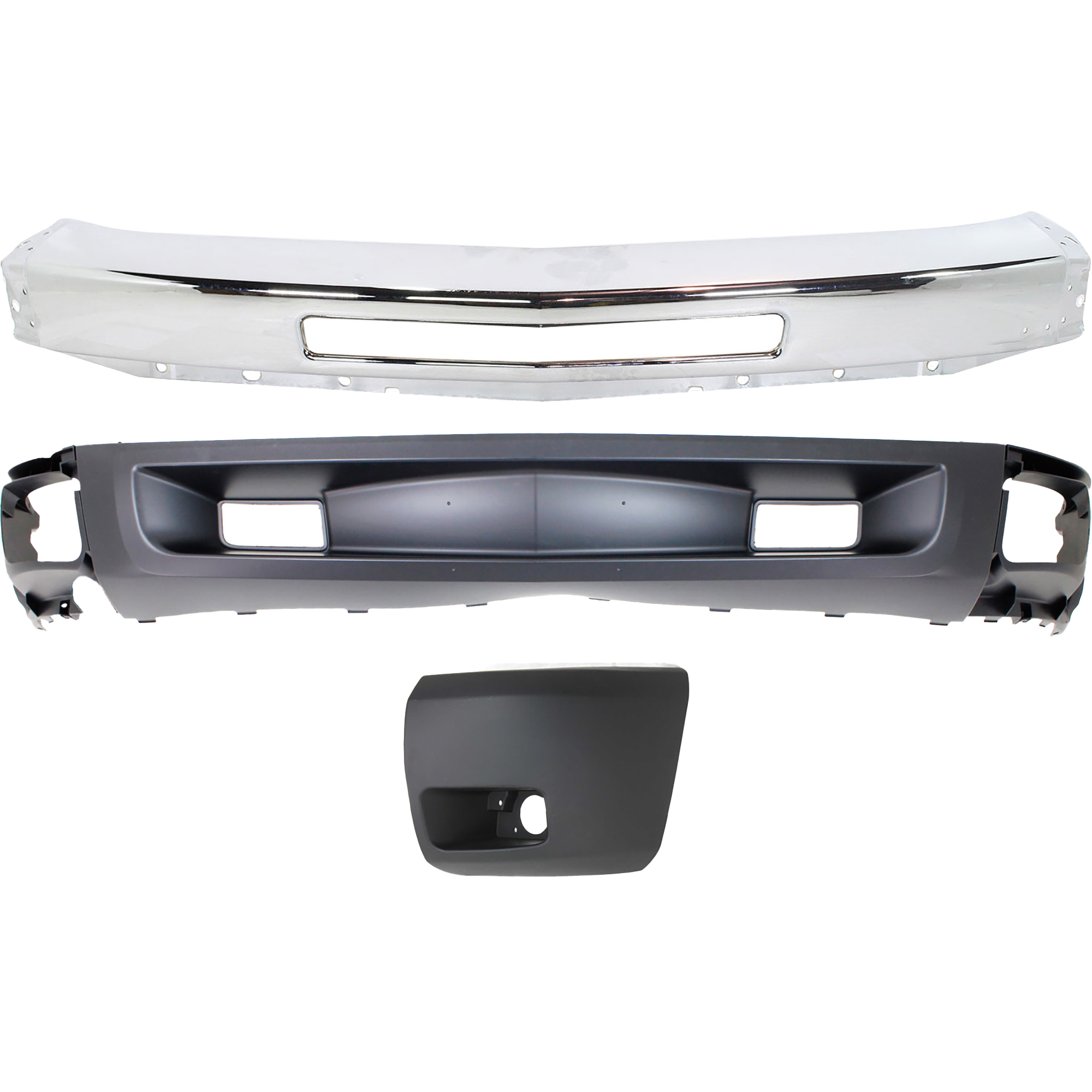 AM SILVERADO 1500-09-13 BUMPER 3 pc kit LH with Bumper End and Valance SKU KIT 050117-84 Partslink GM1002831 GM1004147 GM1092246 OEM 15941850-15891681-20762570