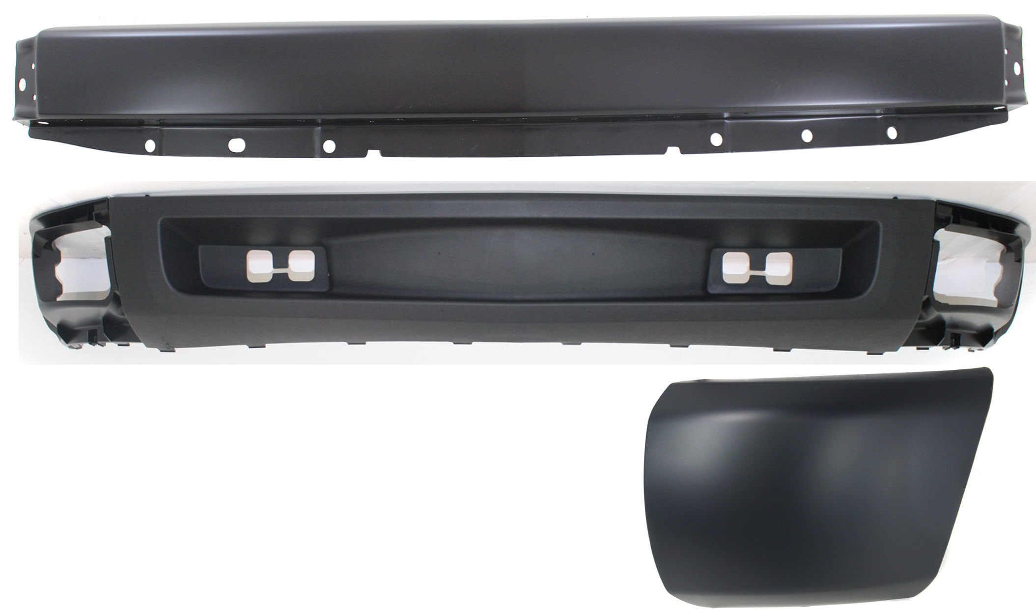 AM SILVERADO 1500-07-13 BUMPER 3 pc kit LH with Bumper End and Valance Excludes 2007 Classic SKU KIT 050117-89 Partslink GM1002828 GM1016103 GM1092192 OEM 15836962-15891690-15915504