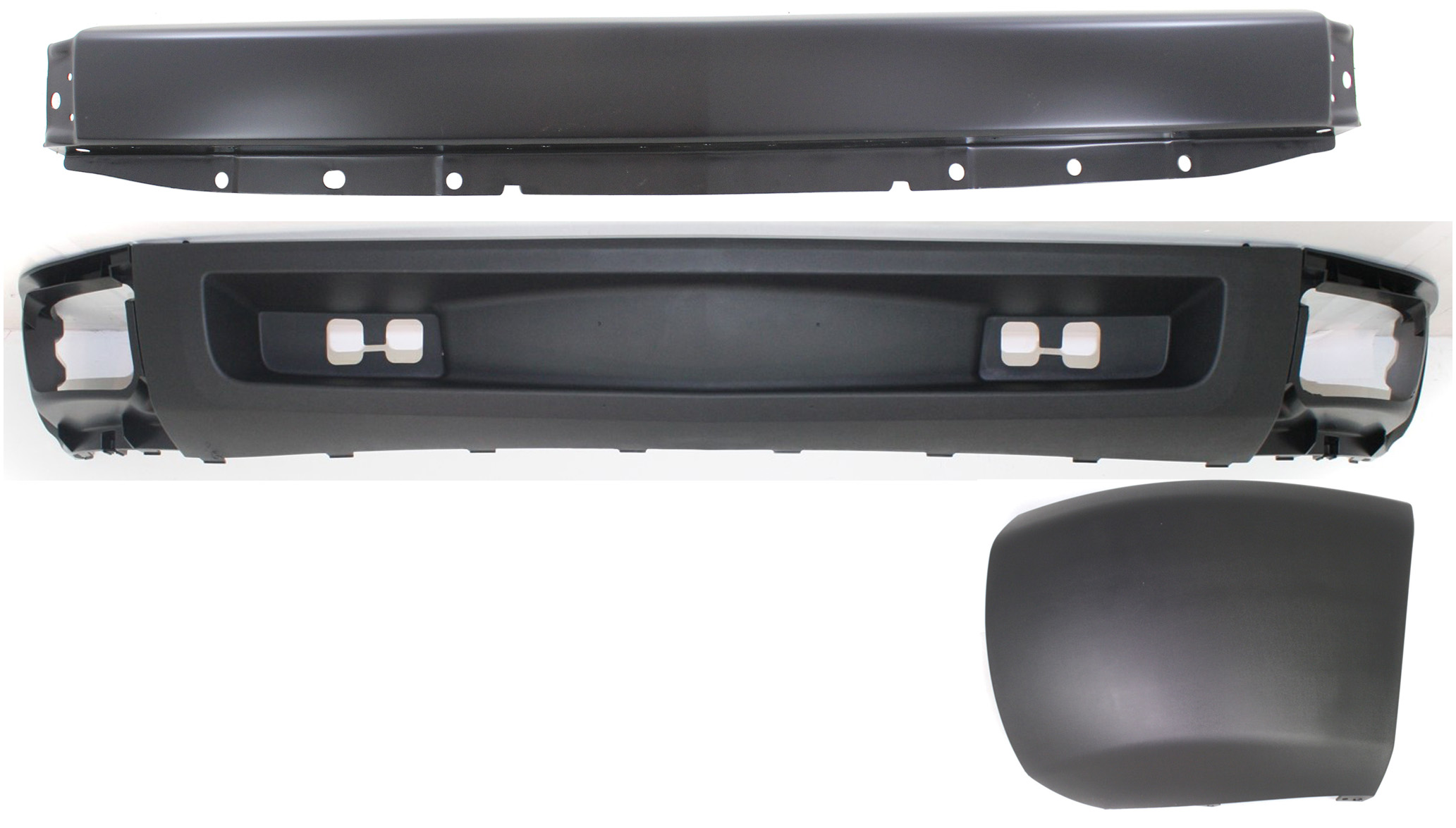 AM SILVERADO 1500-07-13 BUMPER 3 pc kit LH with Bumper End and Valance Excludes 2007 Classic SKU KIT 050117-97 Partslink GM1002828 GM1004146 GM1092192 OEM 15836962-15838397-15915504