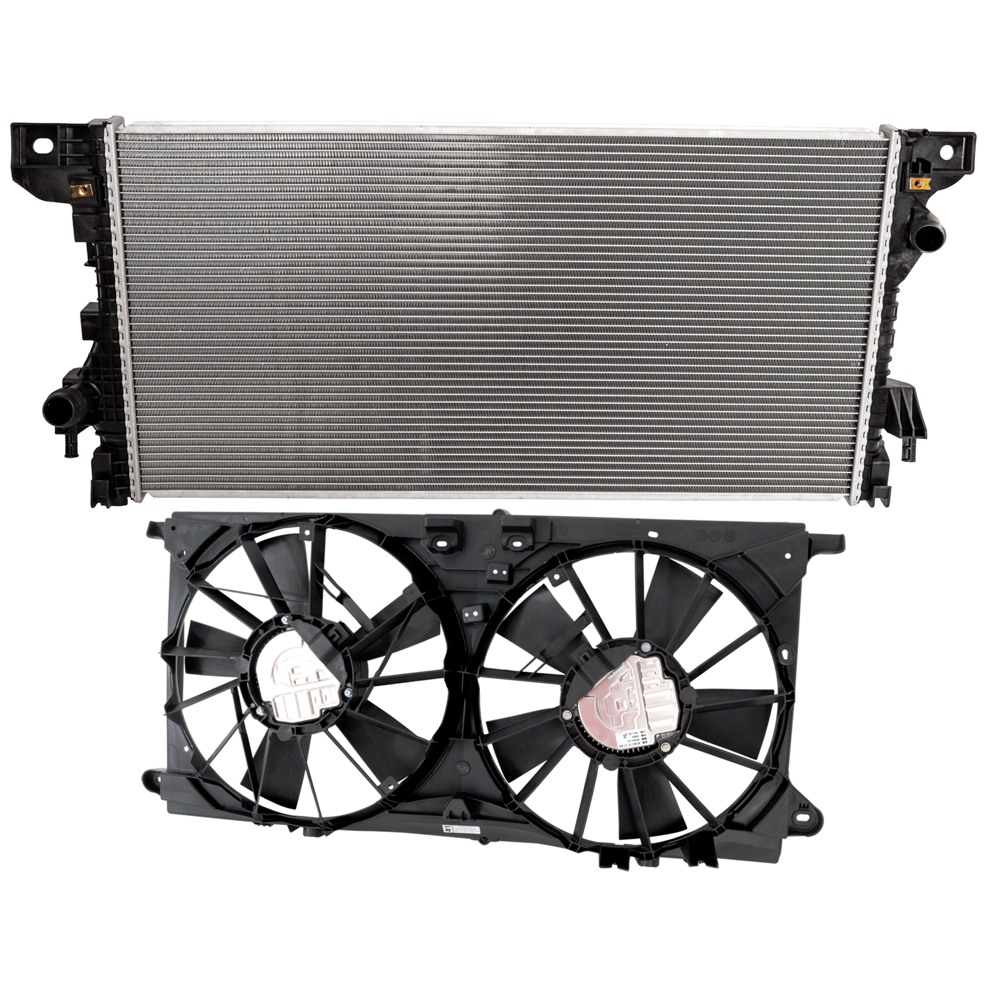 AM EXPEDITION 22-24 F 150-21-24 RADIATOR 2 pc Kit with Cooling Fan Assembly SKU KIT 050126-09 Partslink FO3010374 FO3115236 OEM ML3Z8005A ML3Z8C607C