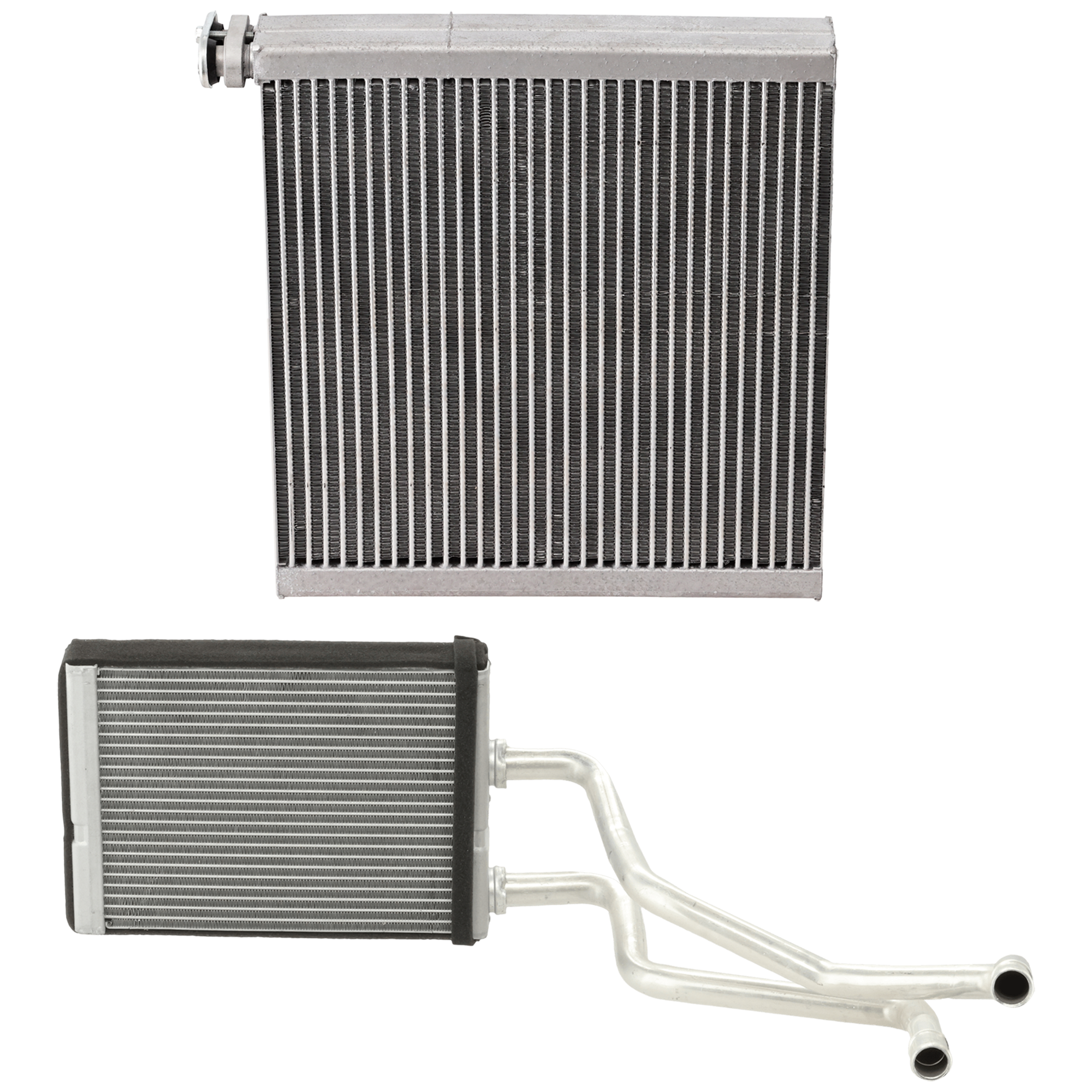 AM NV SERIES FULL SIZE VAN 12-21 HEATER CORE 2 pc Kit Front with A C Evaporator SKU KIT 050126-17 OEM 271401PA0A 272801PA5A