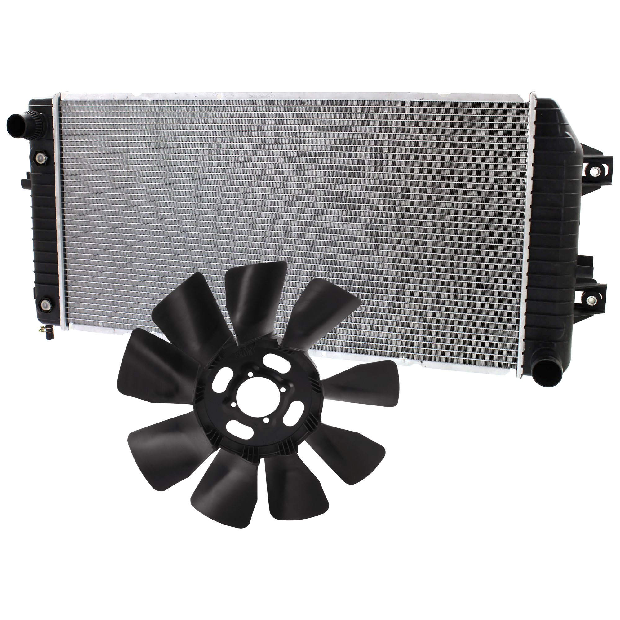 AM EXPRESS SAVANA 2500-3500-06-07 RADIATOR 2 pc Kit 8 Cyl 6.6L Eng. with Fan Blade SKU KIT 050126-18 Partslink GM3010518 GM3112119 OEM 22805590-15010202