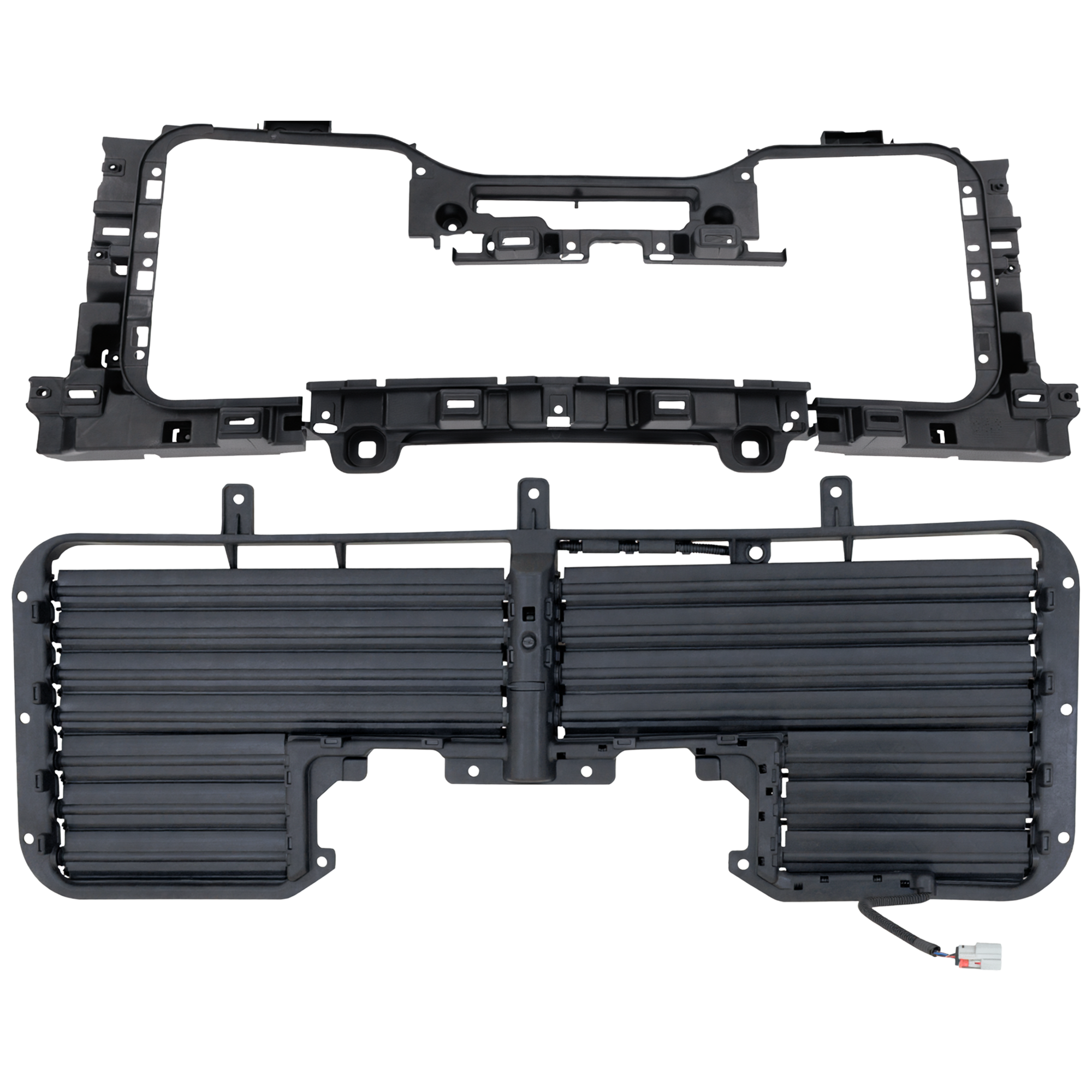 AM SILVERADO 1500-17-18 SILVERADO 1500 LD 19-19 ACTIVE GRILLE SHUTTER 2 pc Kit with Grille Bracket SKU KIT 050126-25 Partslink GM1206119 GM1207115 OEM 84363184-85632898