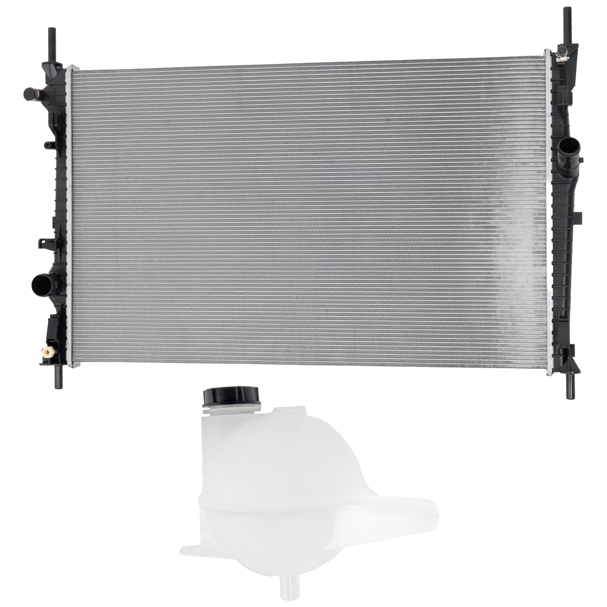 AM TRANSIT 250 TRANSIT 350-15-19 RADIATOR 2 pc Kit 5-6 Cyl 3.2L 3.5L 3.7L Eng. with Coolant Reservoir SKU KIT 050126-43 Partslink FO3010329 FO3014180 OEM CK4Z8005B BK2Z8A080B PFM