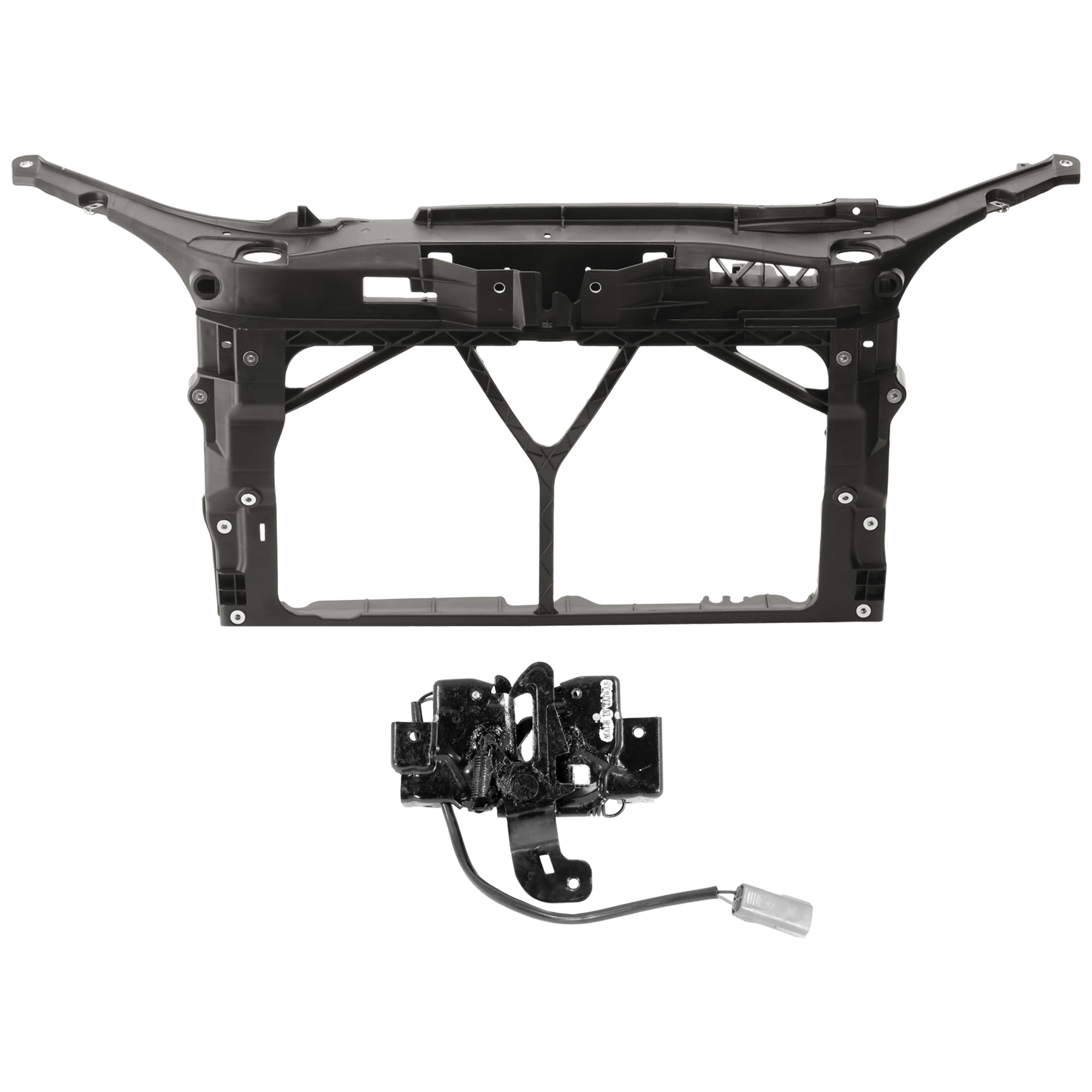 AM MAZDA 3-04-09 RADIATOR SUPPORT 2 pc Kit Assembly Hatchback with Hood Latch SKU KIT 050126-53 Partslink MA1225127 MA1234115 OEM BP4K53110J BN8F5662XA