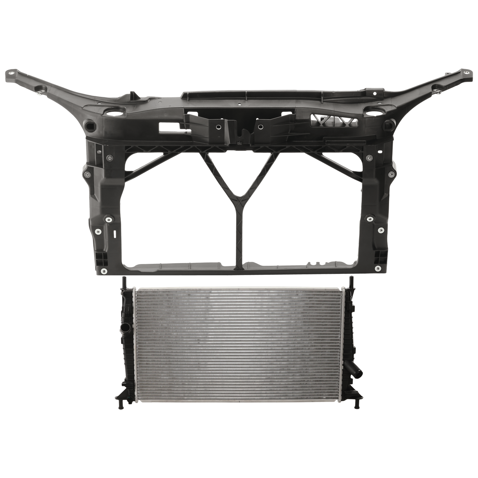 AM MAZDA 3-04-09 RADIATOR SUPPORT 2 pc Kit Assembly with Radiator SKU KIT 050126-55 Partslink MA1225127 MA3010212 OEM BP4K53110J L33X15200