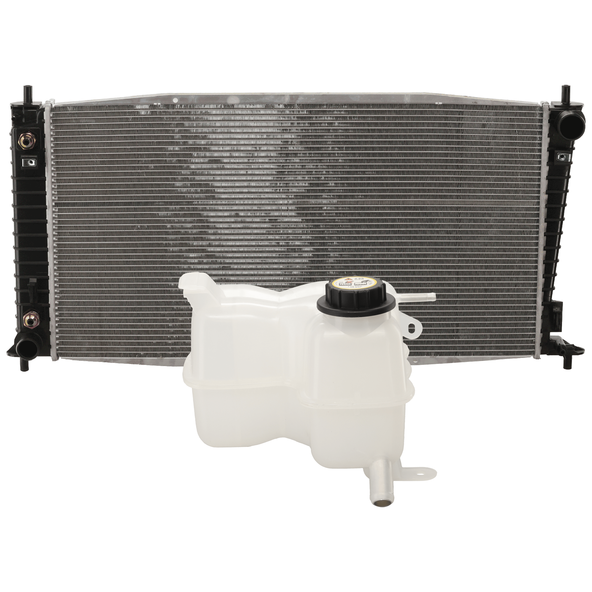 AM EXPEDITION 04-06 F 150-04-08 RADIATOR 2 pc Kit 6-8 Cyl 4.2-4.6L 5.4L Eng w Standard Duty Cooling with Coolant Reservoir SKU KIT 050126-56 Partslink FO3010251 FO3014174 OEM 5L3Z8005AA 5L3Z8005AB 5L3Z8A08