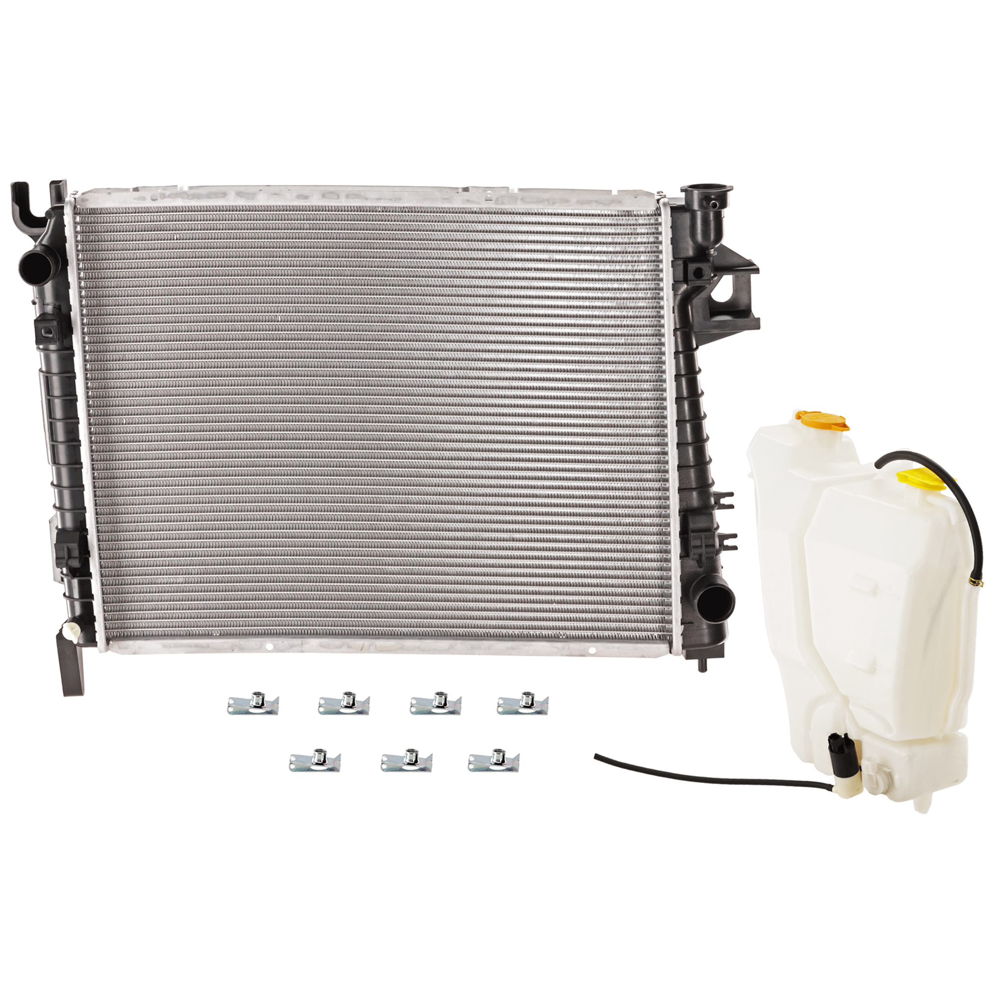 AM RAM 1500-04-05 RADIATOR 2 pc Kit 6-8 Cyl 3.7L 4.7L Eng. with Coolant Reservoir SKU KIT 050126-72 Partslink CH3010281 CH1288245 OEM 55056681AC 55056502AC PFM