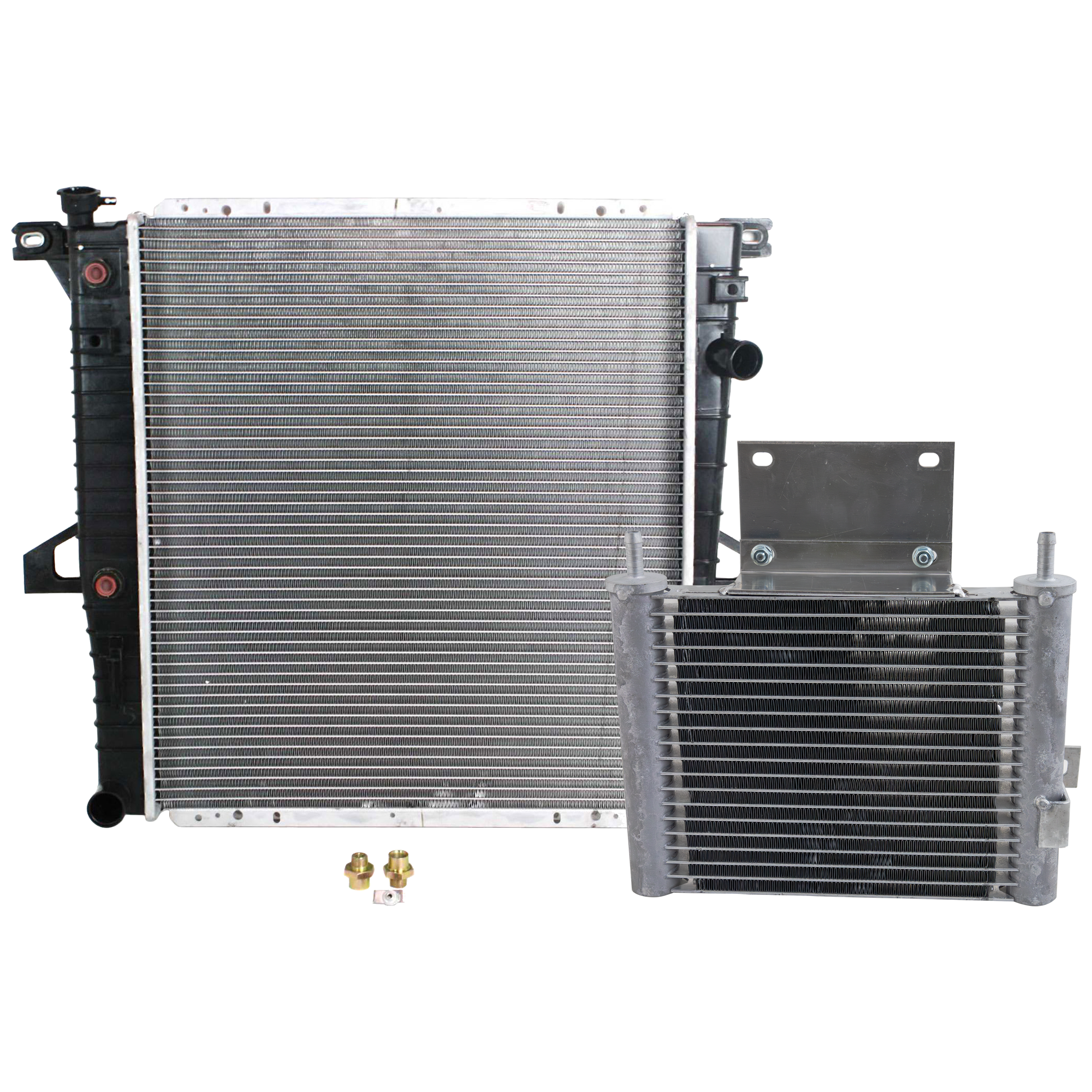 AM EXPLORER 98-00 RANGER 00-11 RADIATOR 2 pc Kit 6 Cyl 3.0L 4.0L Eng. with Oil Cooler SKU KIT 050126-75 Partslink FO3010151 FO4050147 OEM 6L5Z8005DA 5L5Z7A095A