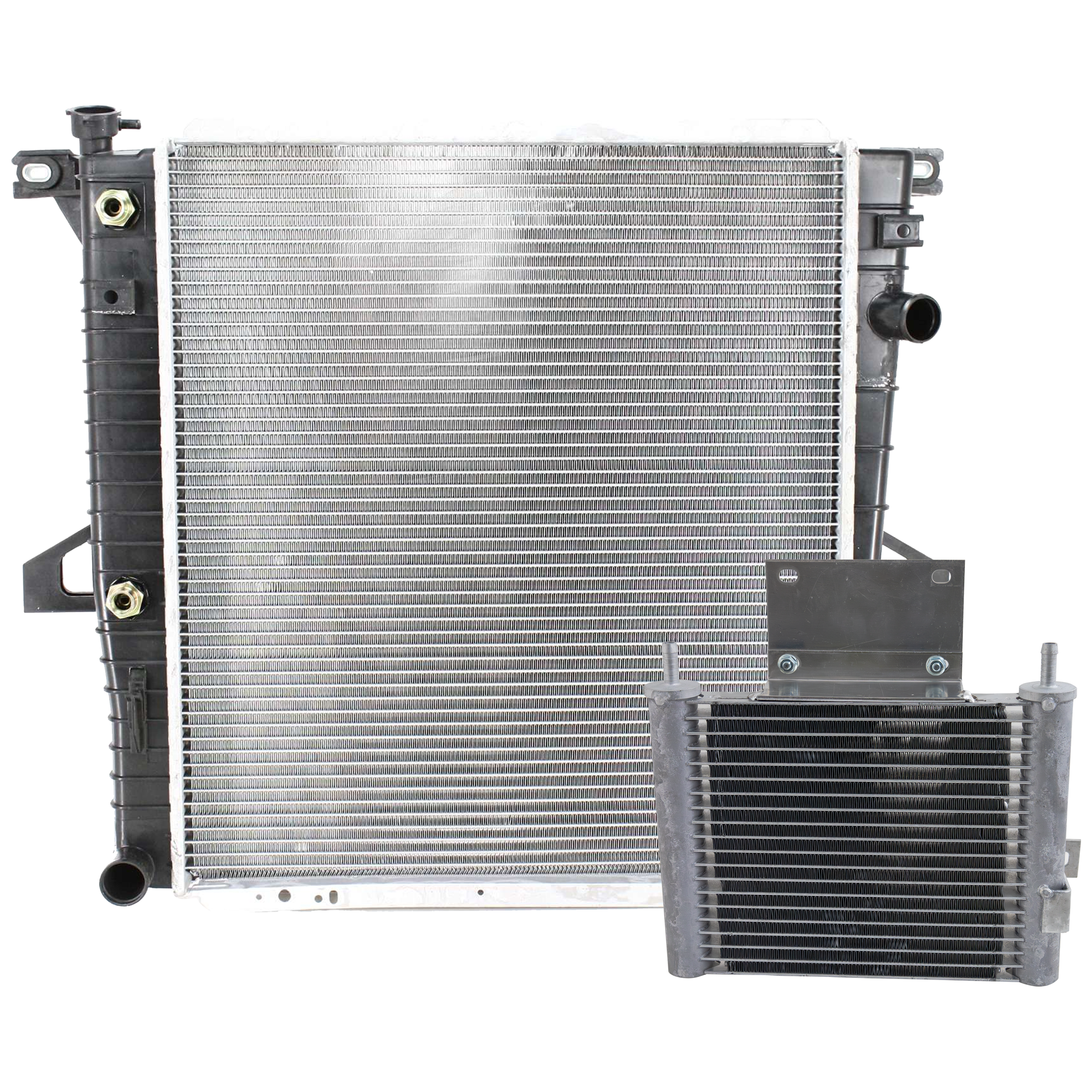 AM EXPLORER 95-01 MOUNTAINEER 00-01 RADIATOR 2 pc Kit 6 Cyl 4.0L Eng. with Oil Cooler SKU KIT 050126-82 Partslink FO3010147 FO4050147 OEM XL2Z8005DA 5L5Z7A095A