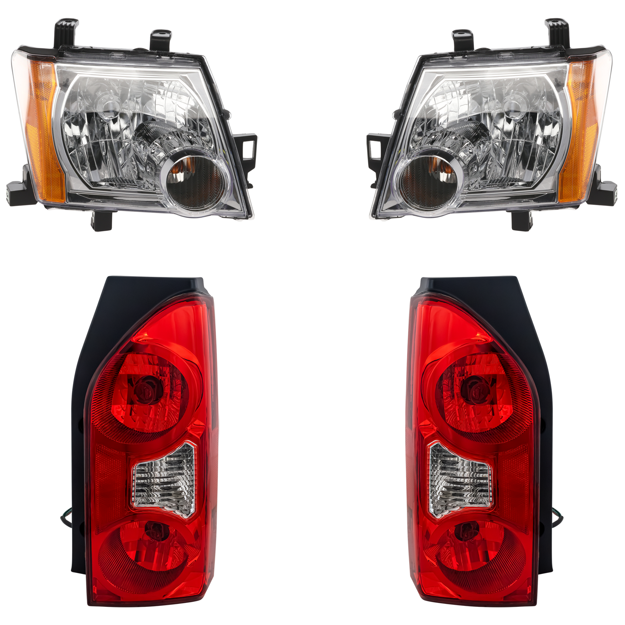 AM XTERRA 05-15 HEAD LAMP RH AND LH 4 pc kit Assembly Halogen with Tail Light SKU KIT 050201-03 Partslink NI2502161 NI2503161 NI2800173 NI2801173 OEM 26010EA025-26060EA025-26555EA0