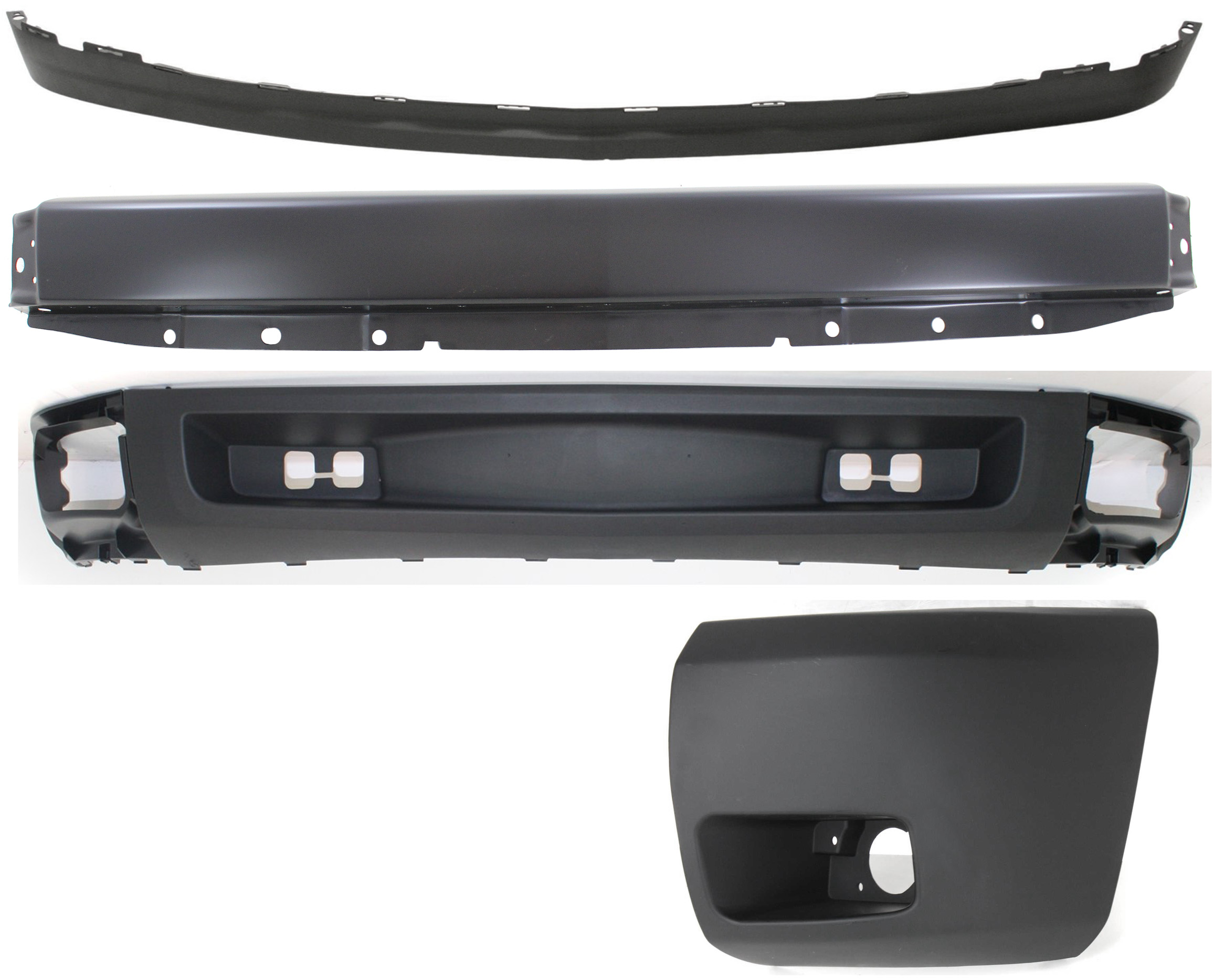 AM SILVERADO 1500-07-08 FRONT BUMPER 4 pc kit with Bumper End and Valances SKU KIT 050217-14 Partslink GM1002828 GM1004147 GM1092192 GM1092191 OEM 15836962-15891681-15915504-258
