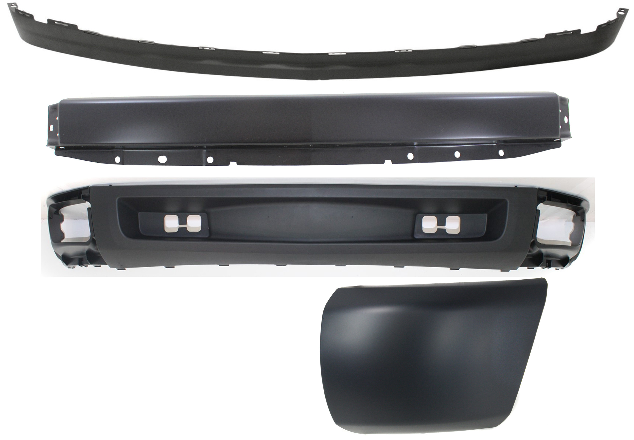 AM SILVERADO 1500-07-08 FRONT BUMPER 4 pc kit with Bumper End and Valances SKU KIT 050217-21 Partslink GM1002828 GM1016103 GM1092192 GM1092191 OEM 15836962-15891690-15915504-258