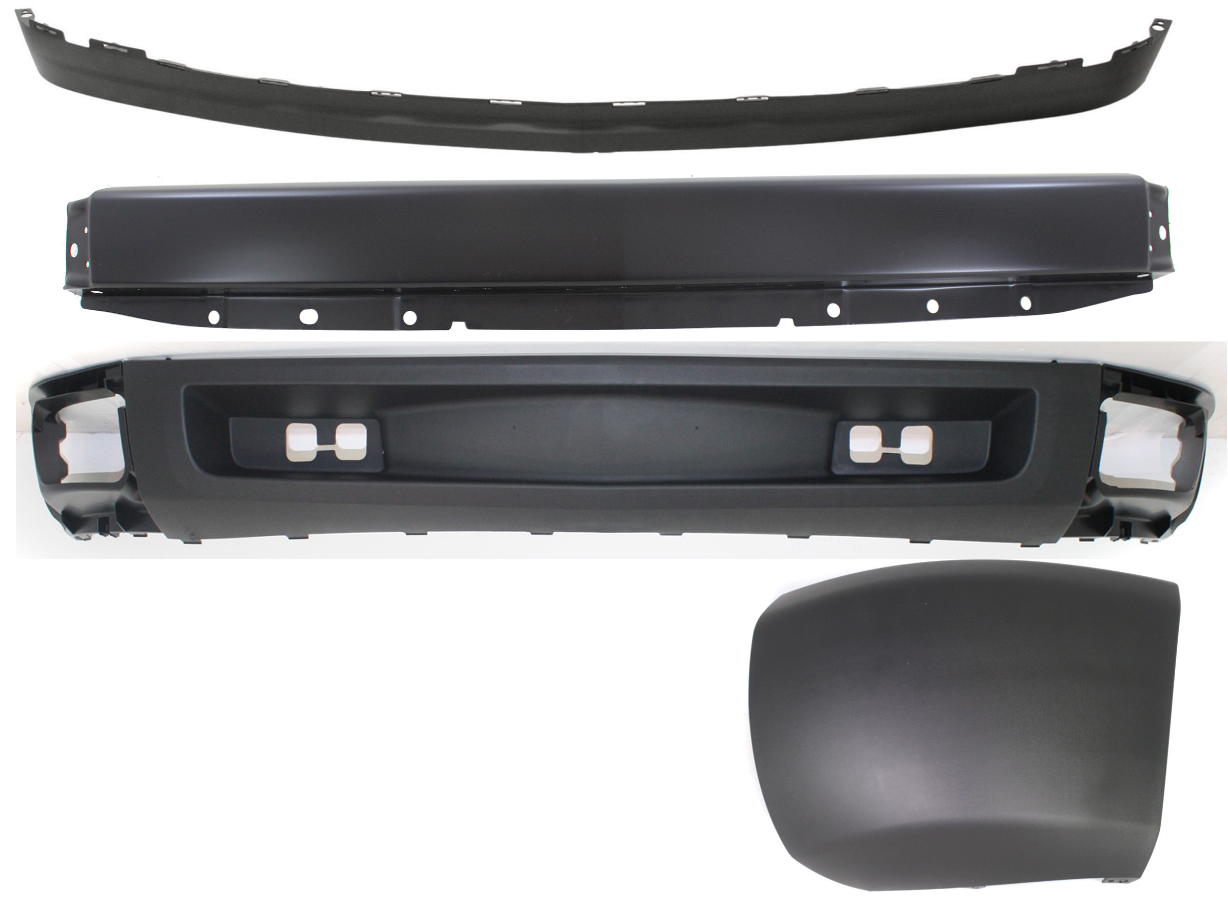 AM SILVERADO 1500-07-08 FRONT BUMPER 4 pc kit with Bumper End and Valances SKU KIT 050217-29 Partslink GM1002828 GM1004146 GM1092192 GM1092191 OEM 15836962-15838397-15915504-258
