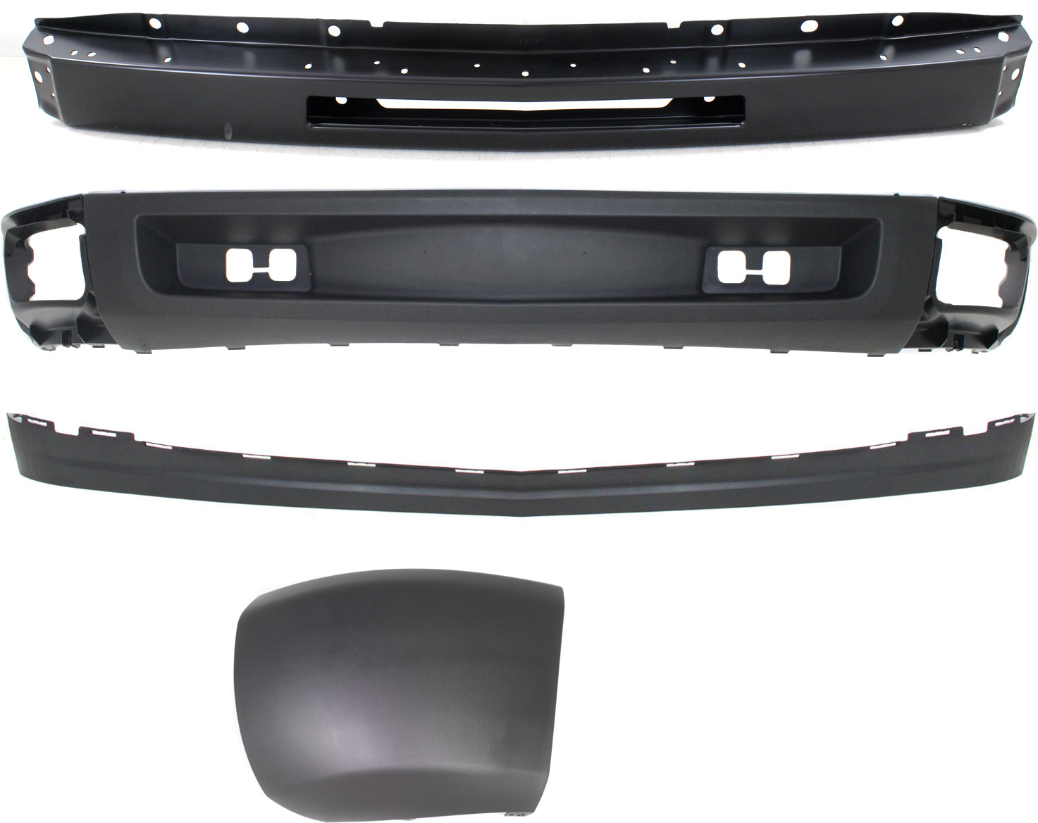 AM SILVERADO 1500-09-13 FRONT BUMPER 4 pc kit with Bumper End and Valances SKU KIT 050217-30 Partslink GM1002836 GM1004146 GM1092192 GM1092191 OEM 15941837-15941850-15838397-159