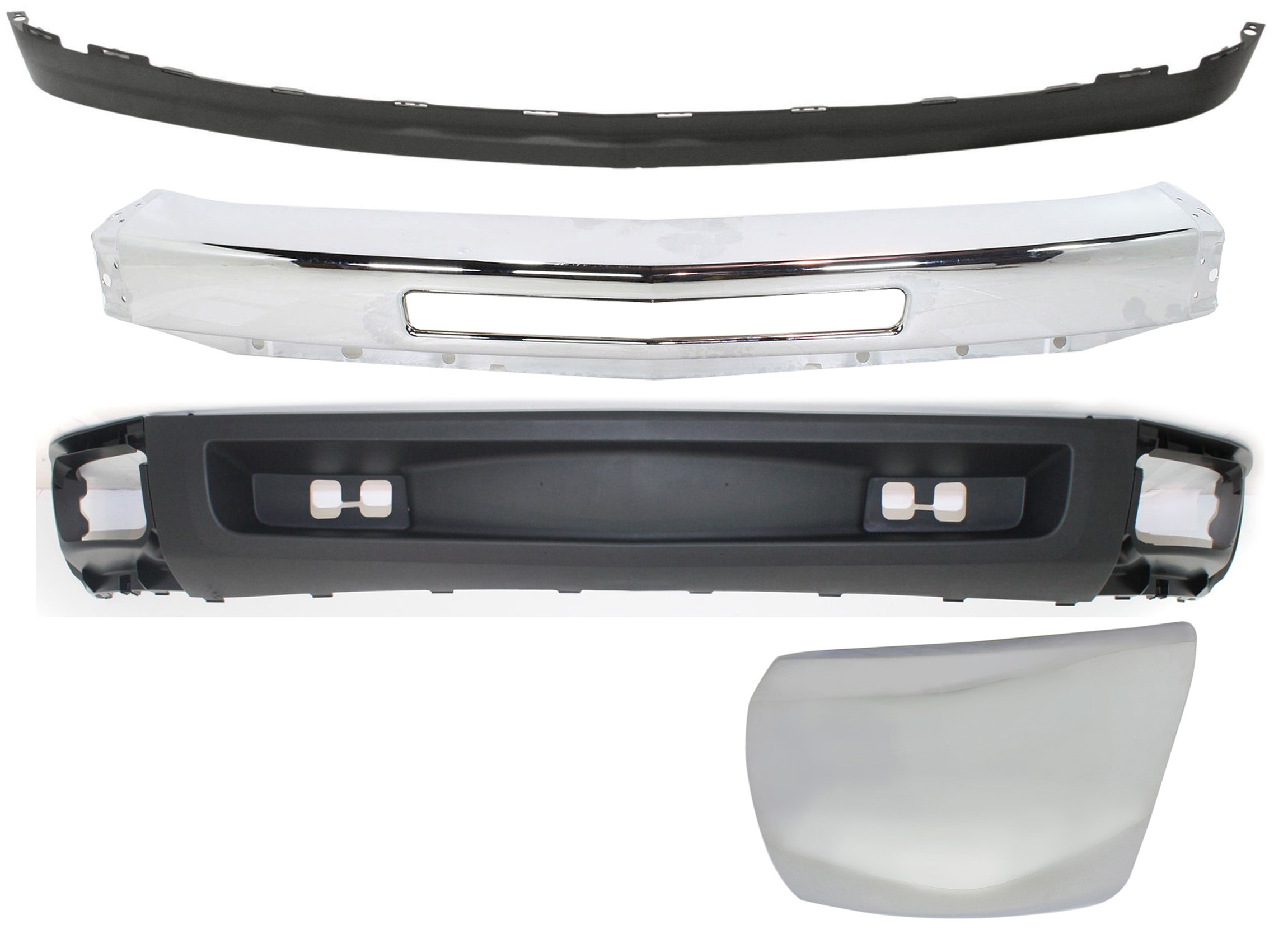 AM SILVERADO 1500-12-13 FRONT BUMPER 4 pc kit with Bumper End and Valances SKU KIT 050217-36 Partslink GM1002831 GM1004157 GM1092192 GM1092191 OEM 15941850-22796186-15915504-258