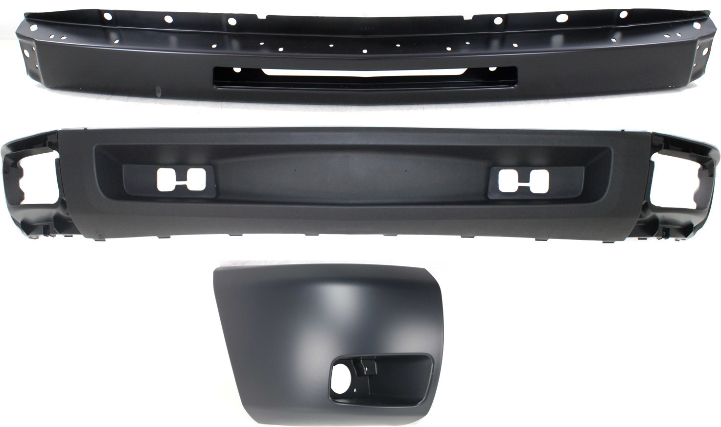 AM SILVERADO 1500-09-13 BUMPER 3 pc kit RH with Bumper End and Valance SKU KIT 050217-46 Partslink GM1002836 GM1005147 GM1092192 OEM 15941837-15941850-15891682-159