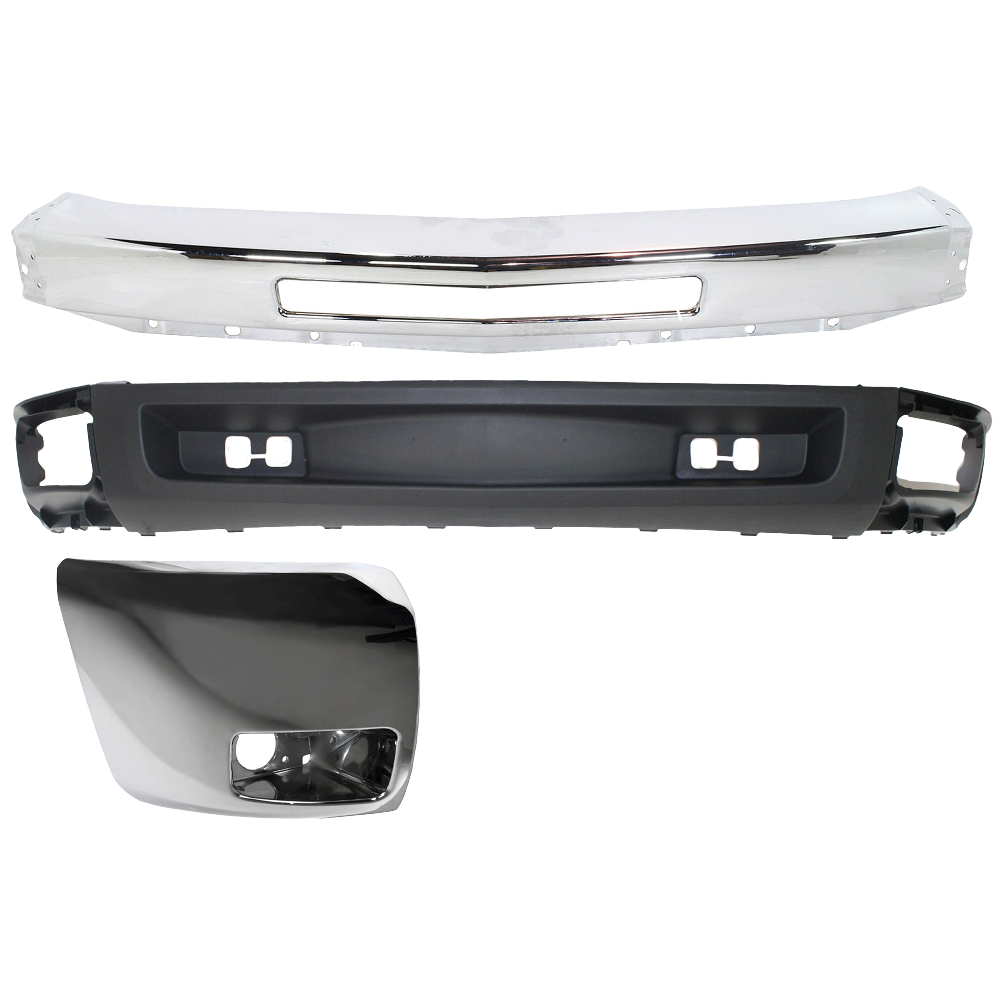 AM SILVERADO 1500-09-13 BUMPER 3 pc kit RH with Bumper End and Valance SKU KIT 050217-72 Partslink GM1002831 GM1005156 GM1092192 OEM 15941850-20985758-15915504