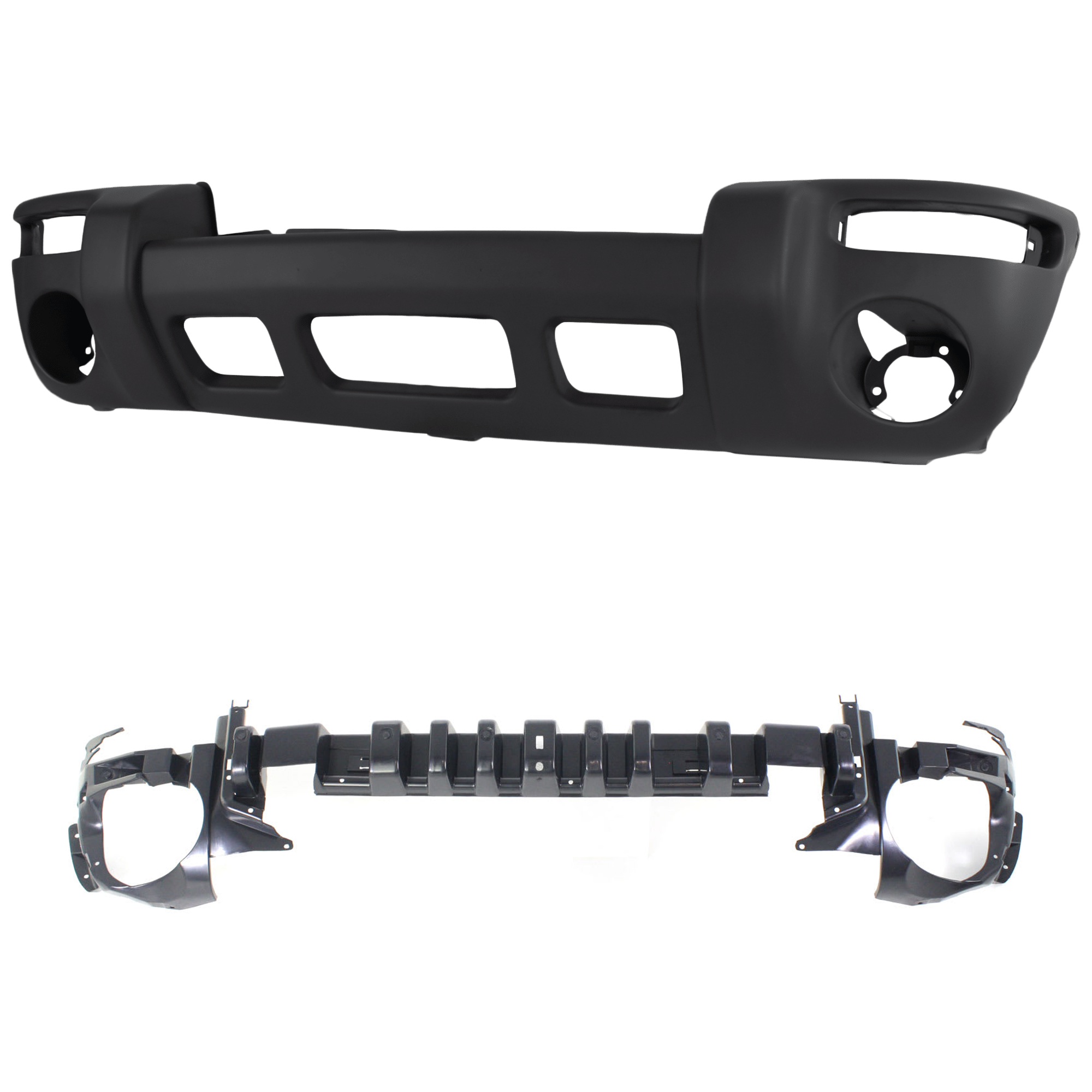 AM LIBERTY 02-04 FRONT BUMPER ABSORBER 2 pc kit Textured Limited Sport Models with Bumper Cover SKU KIT 050224-01 Partslink CH1070127 CH1000367 OEM 55156042AD 5GJ63HS5AC