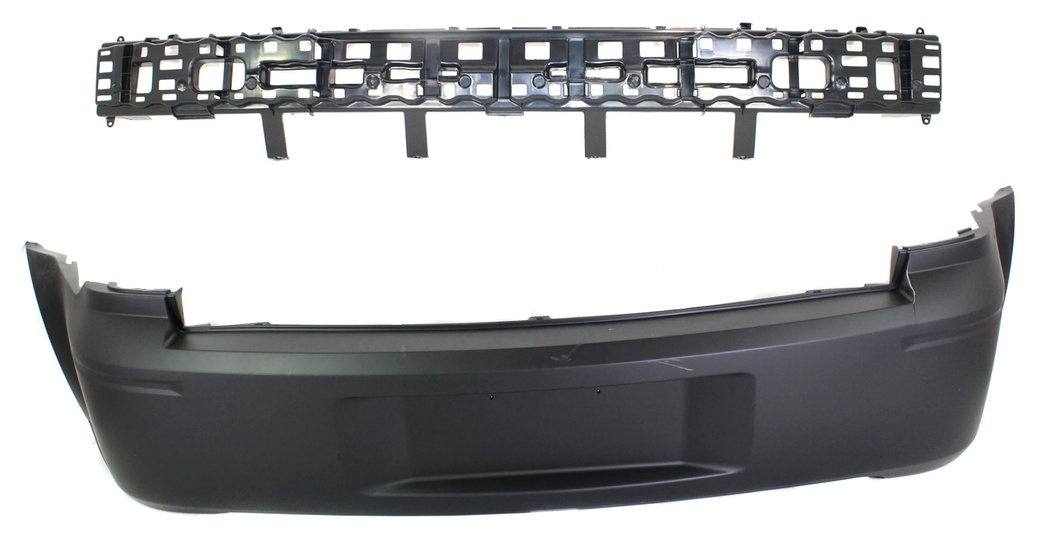 AM MAGNUM 05-08 REAR BUMPER COVER 2 pc Kit Primed without Dual Exhaust Holes and with Bumper Absorber SKU KIT 050225-02 Partslink CH1100410 CH1170119 OEM 4805776AC 4806257AA